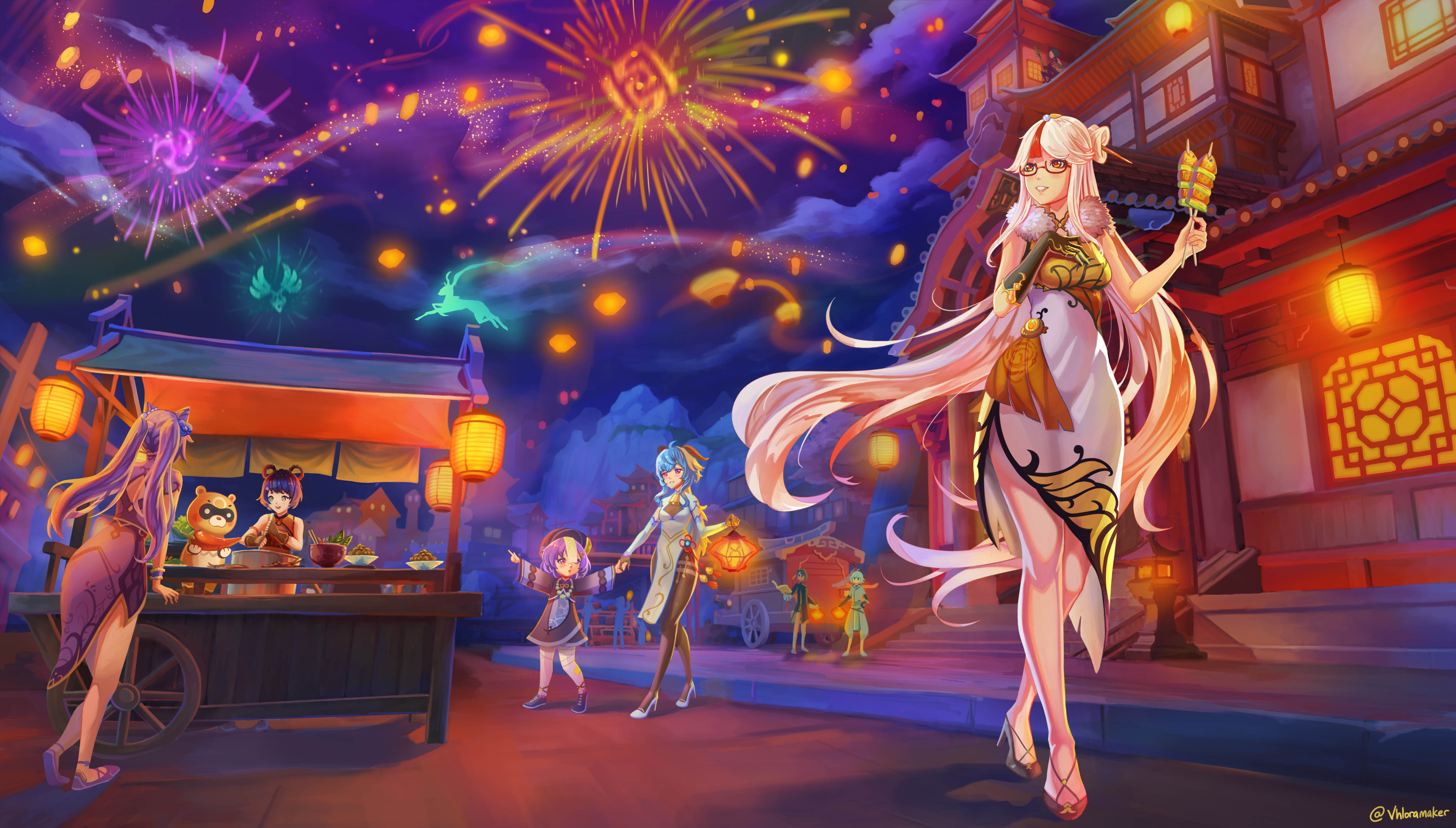 Ganyu, Ningguang, and Qiqi from Genshin Impact 4K HD Wallpaper