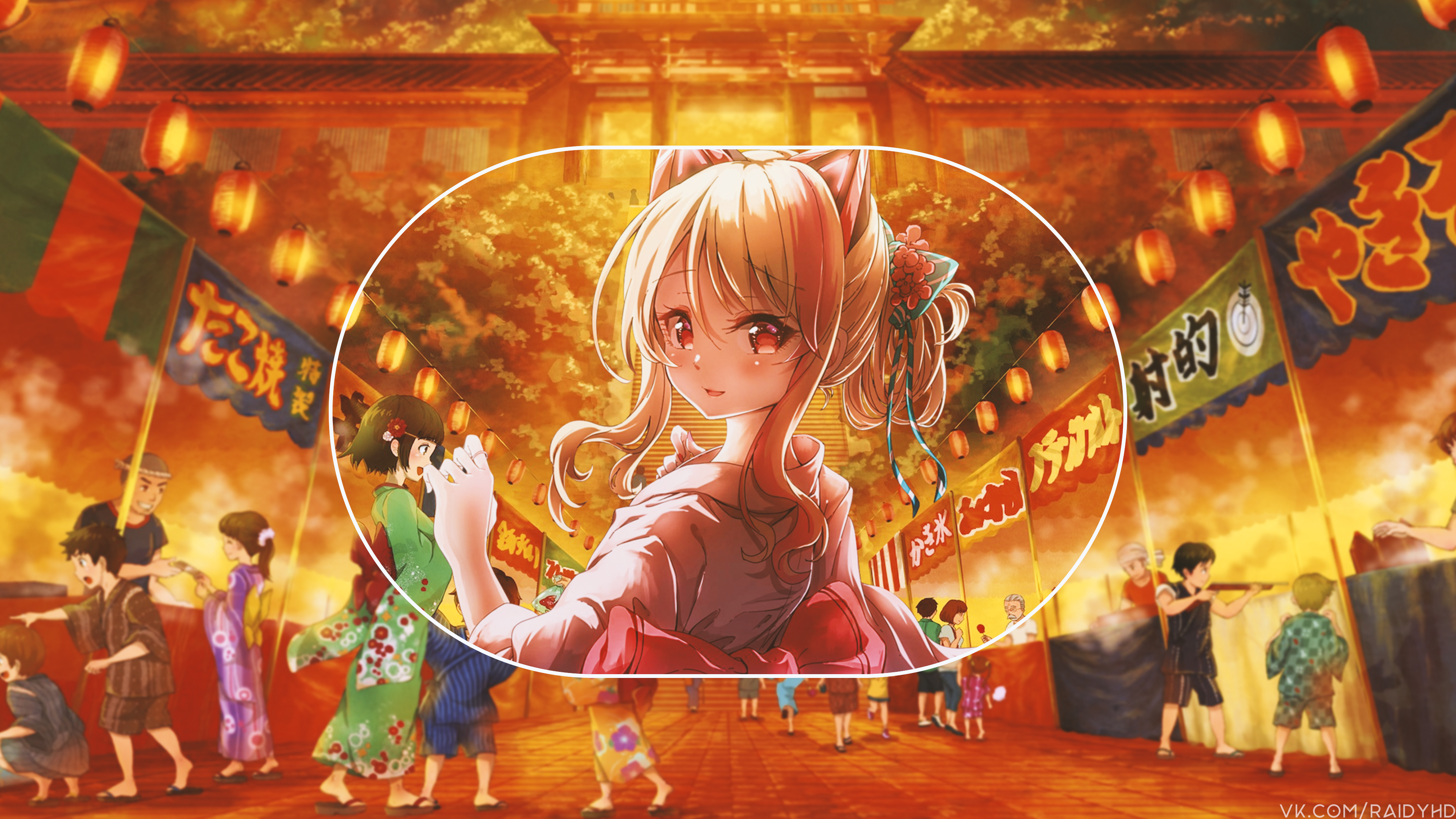 Anime Girl at a Japanese Festival 4K HD Wallpaper
