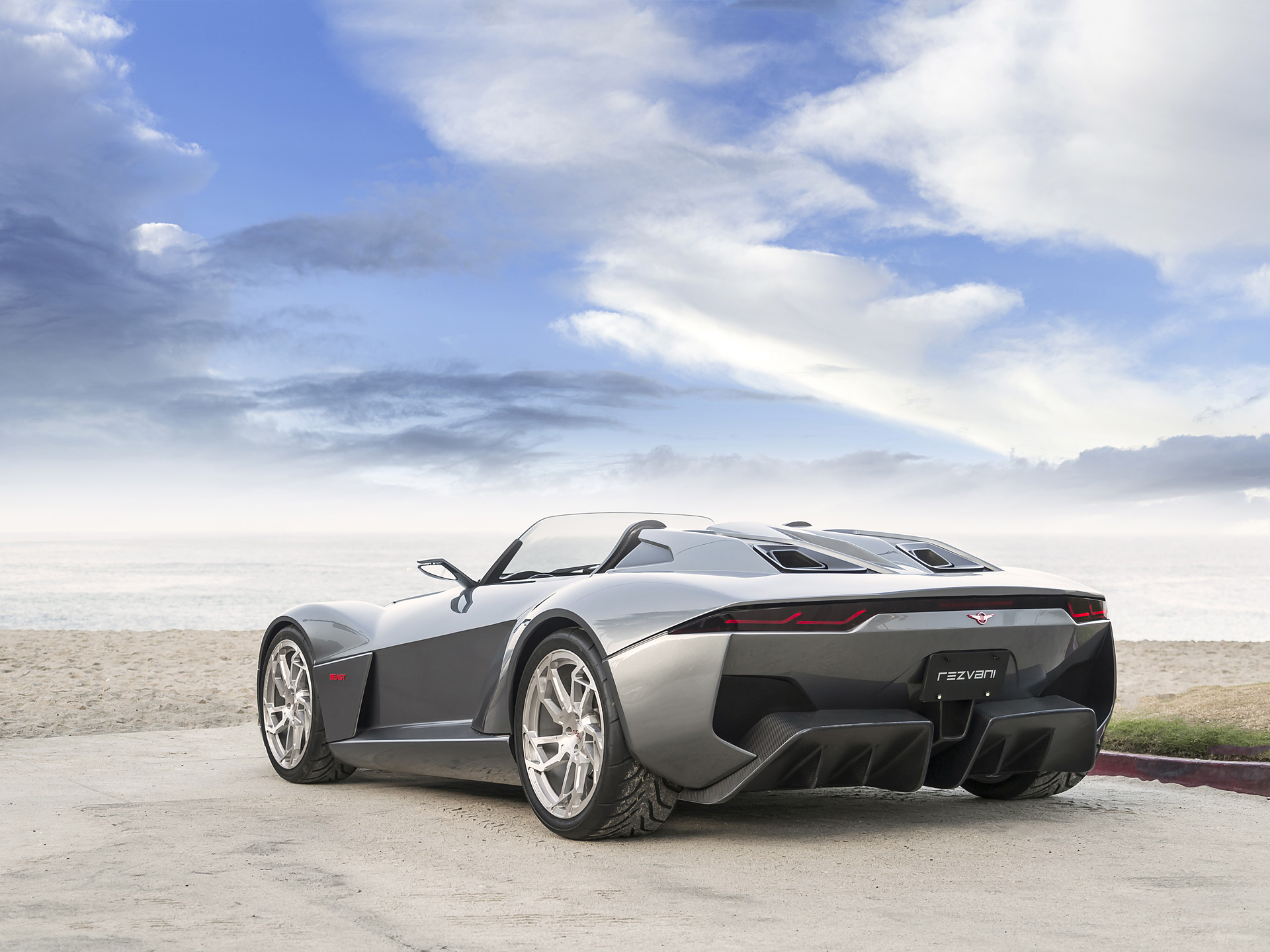 Rezvani Beast Convertible car on a beach HD Wallpaper