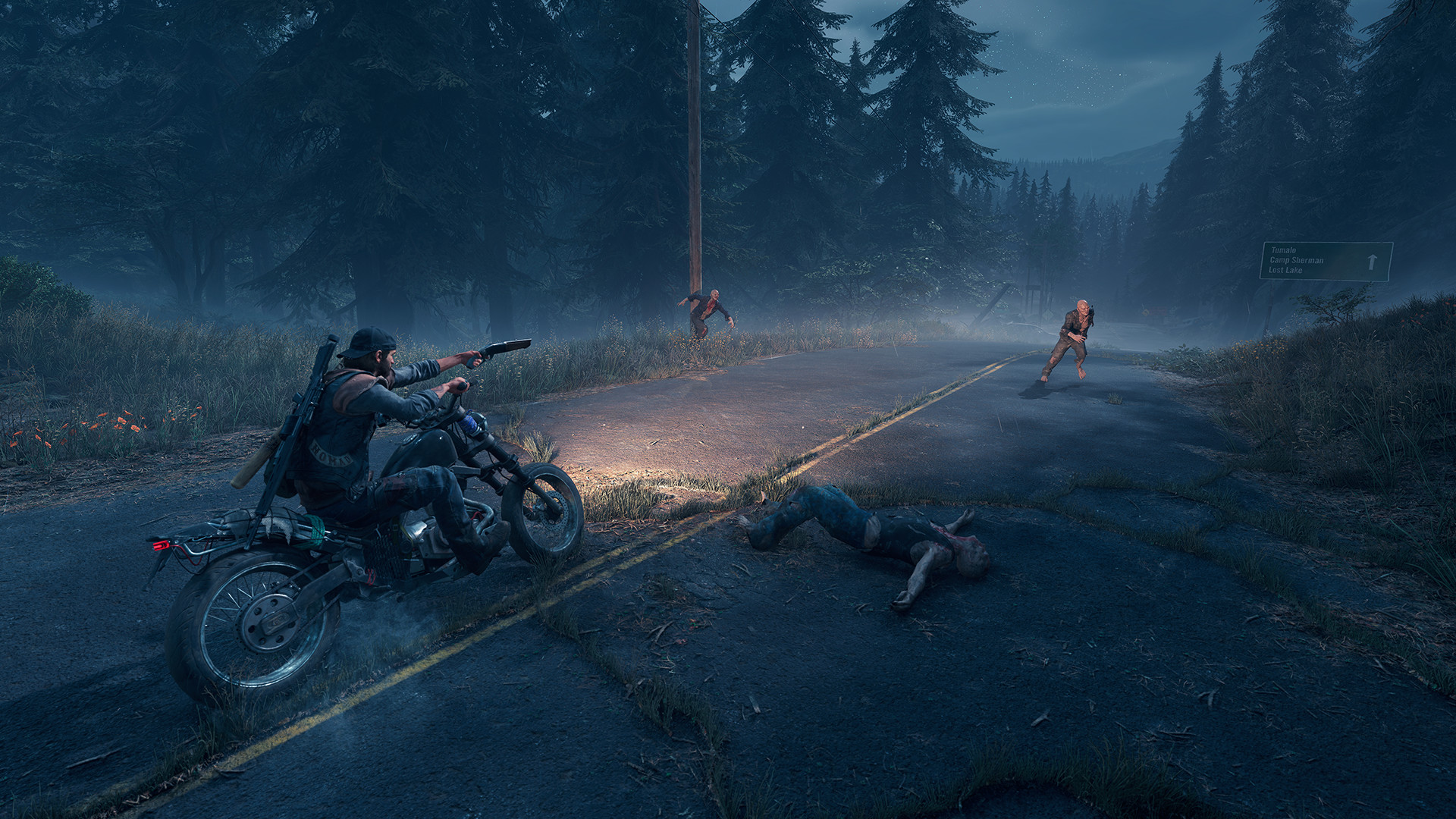 Deacon St. John riding a motorcycle and shooting at Freakers HD Wallpaper