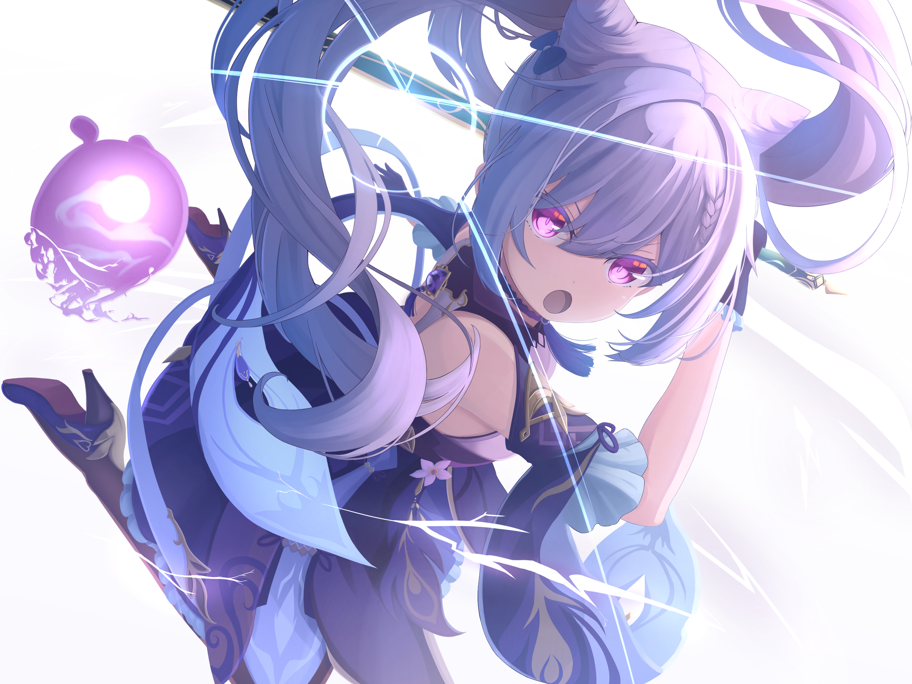 Keqing from Genshin Impact with Electro Companion HD Wallpaper