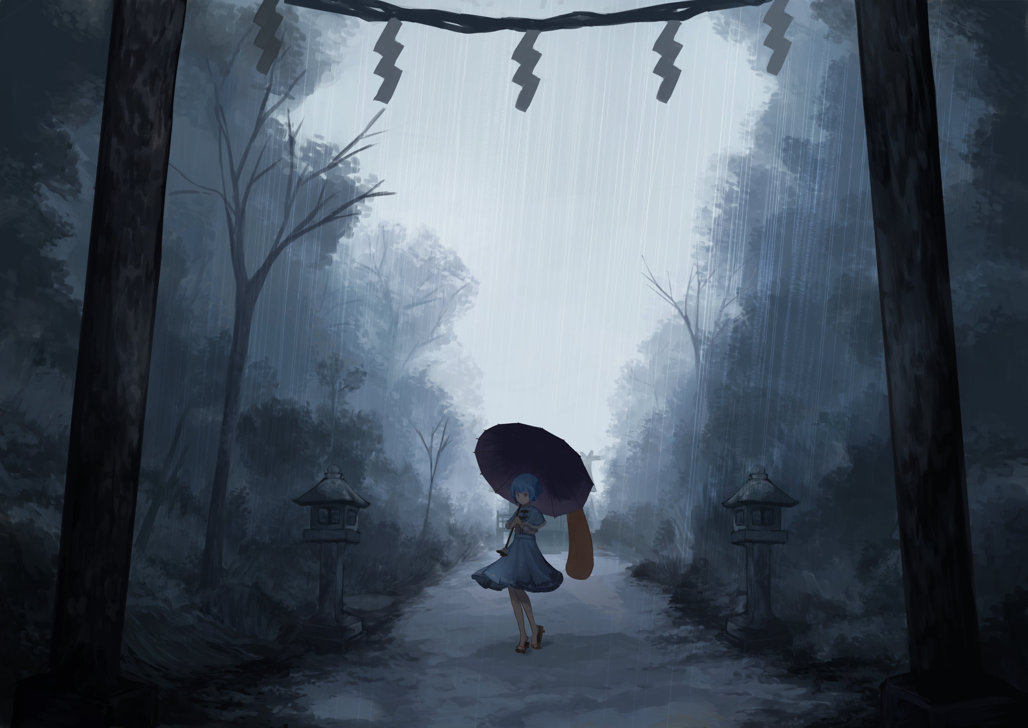 Kogasa Tatara in the rain HD Wallpaper