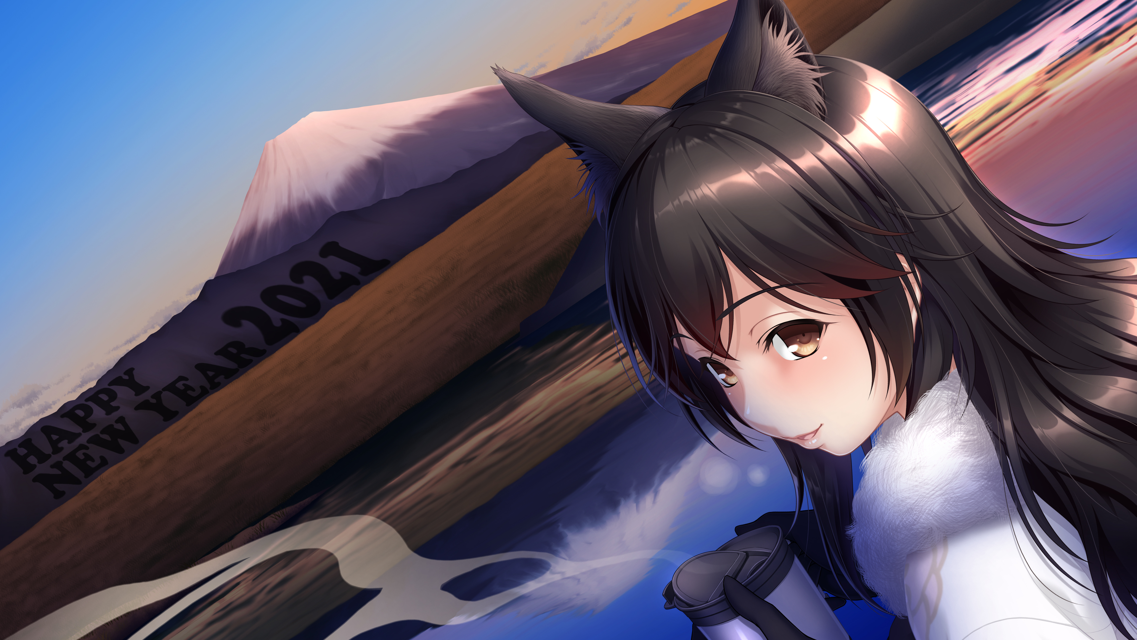 Atago from Azur Lane celebrating New Year 2021 HD Wallpaper