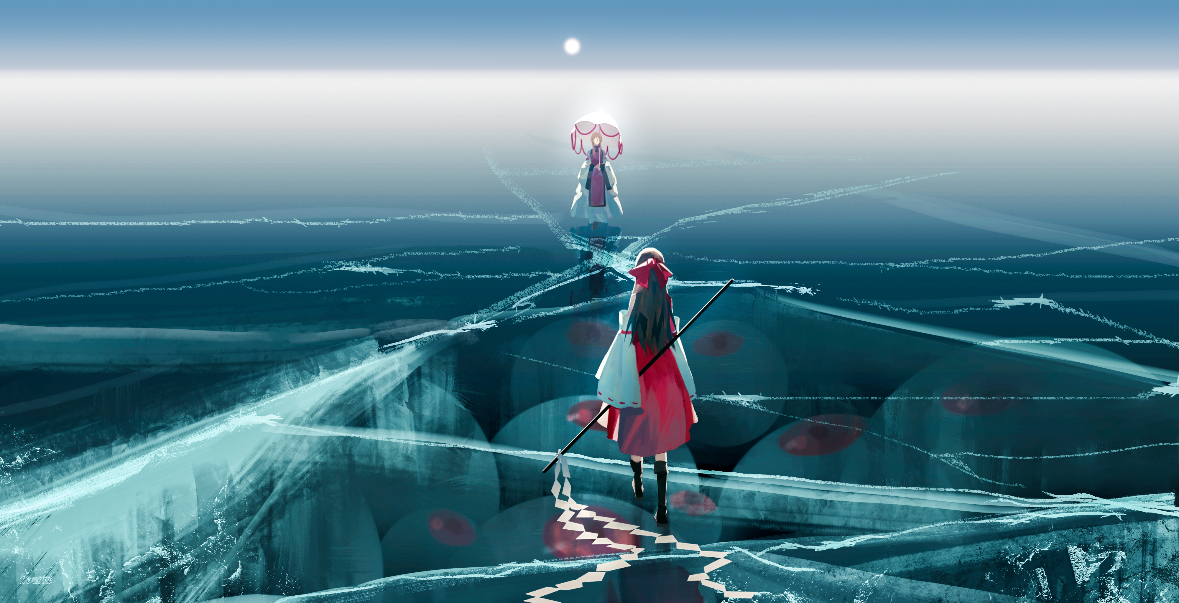 Reimu Hakurei and Yukari Yakumo on ice HD Wallpaper