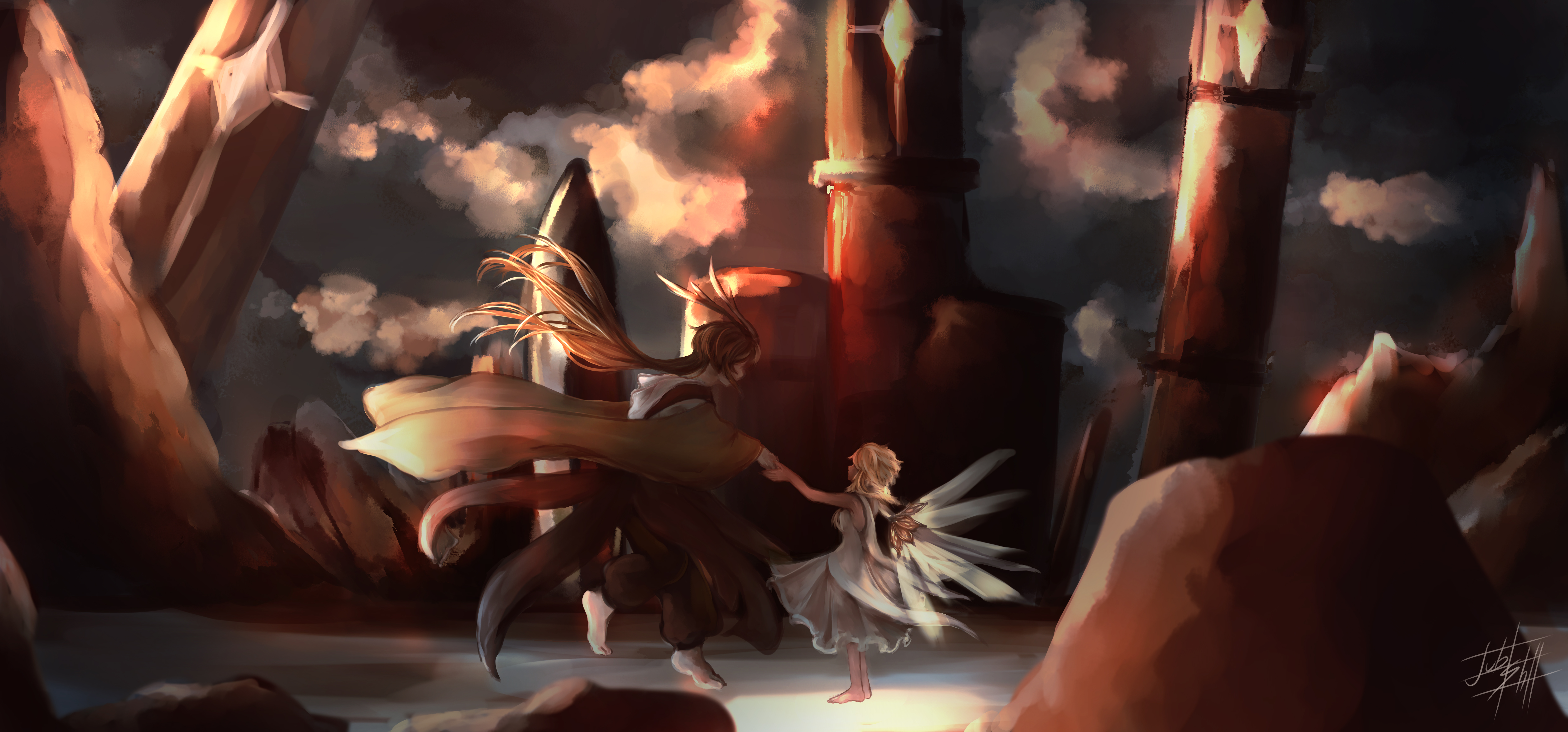 Lumine and Zhongli from Genshin Impact 4K HD Wallpaper