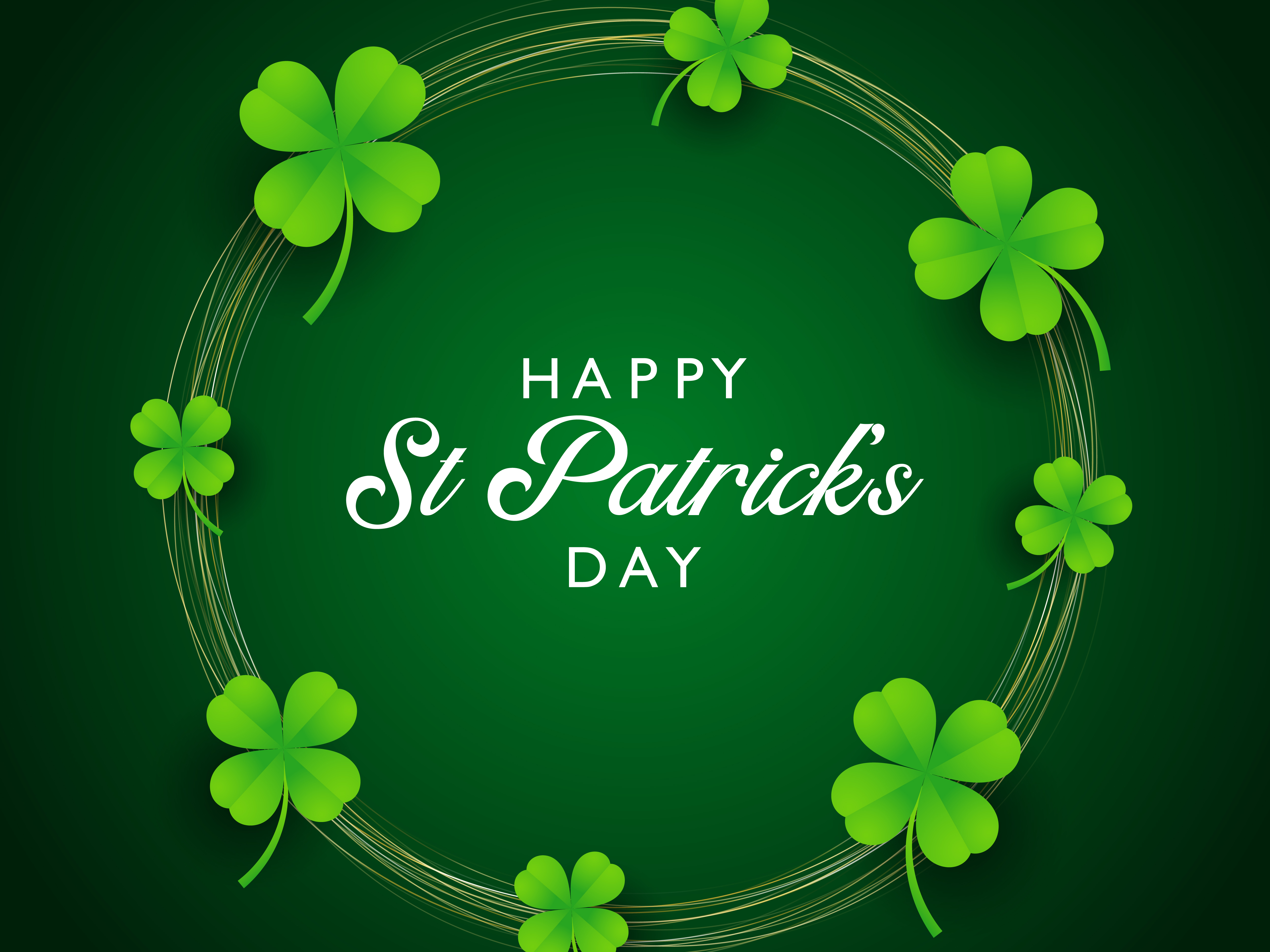 Happy St. Patricks Day Clover 4K HD Wallpaper