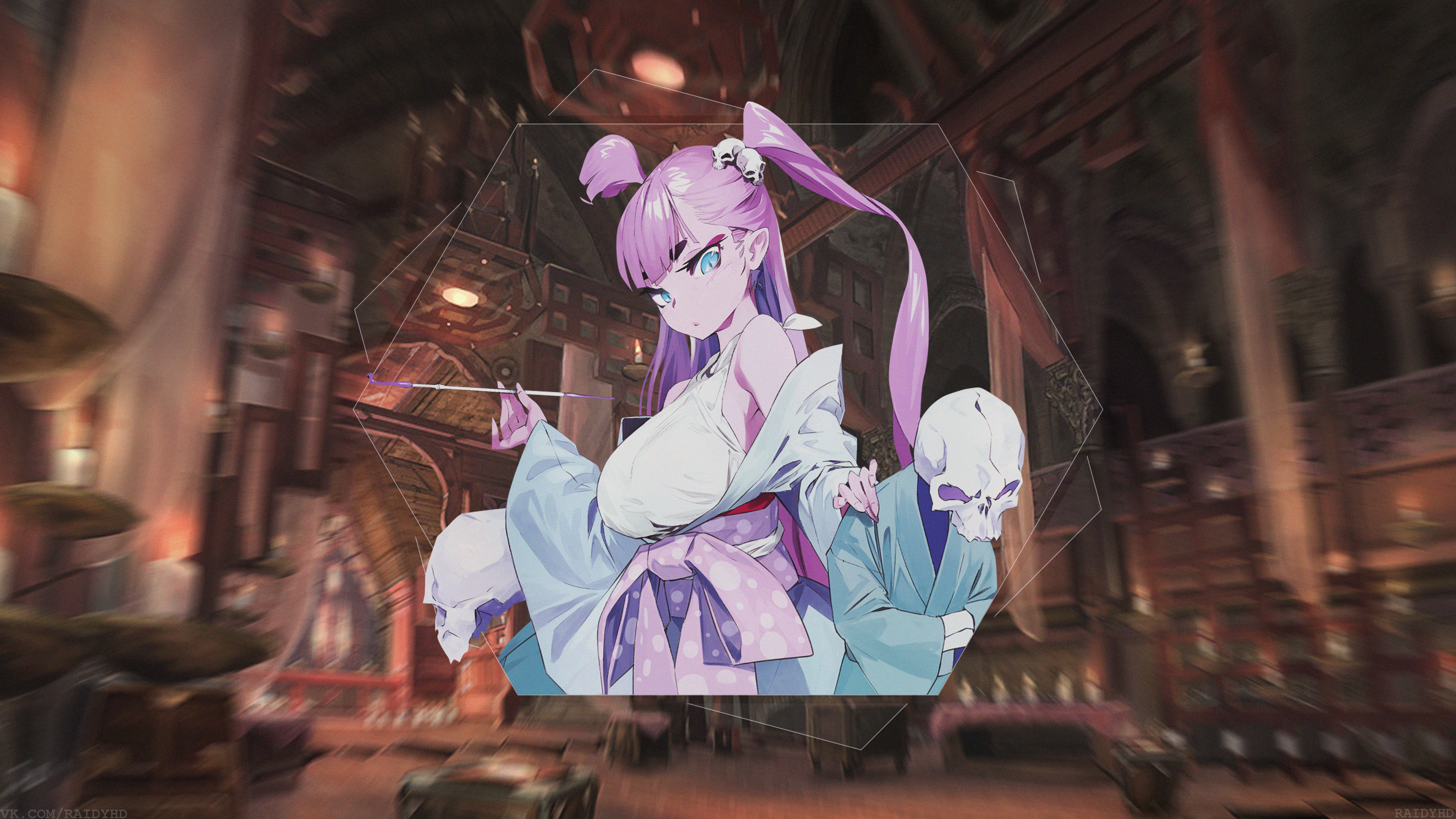 Anime Girl with Skulls 4K HD Wallpaper