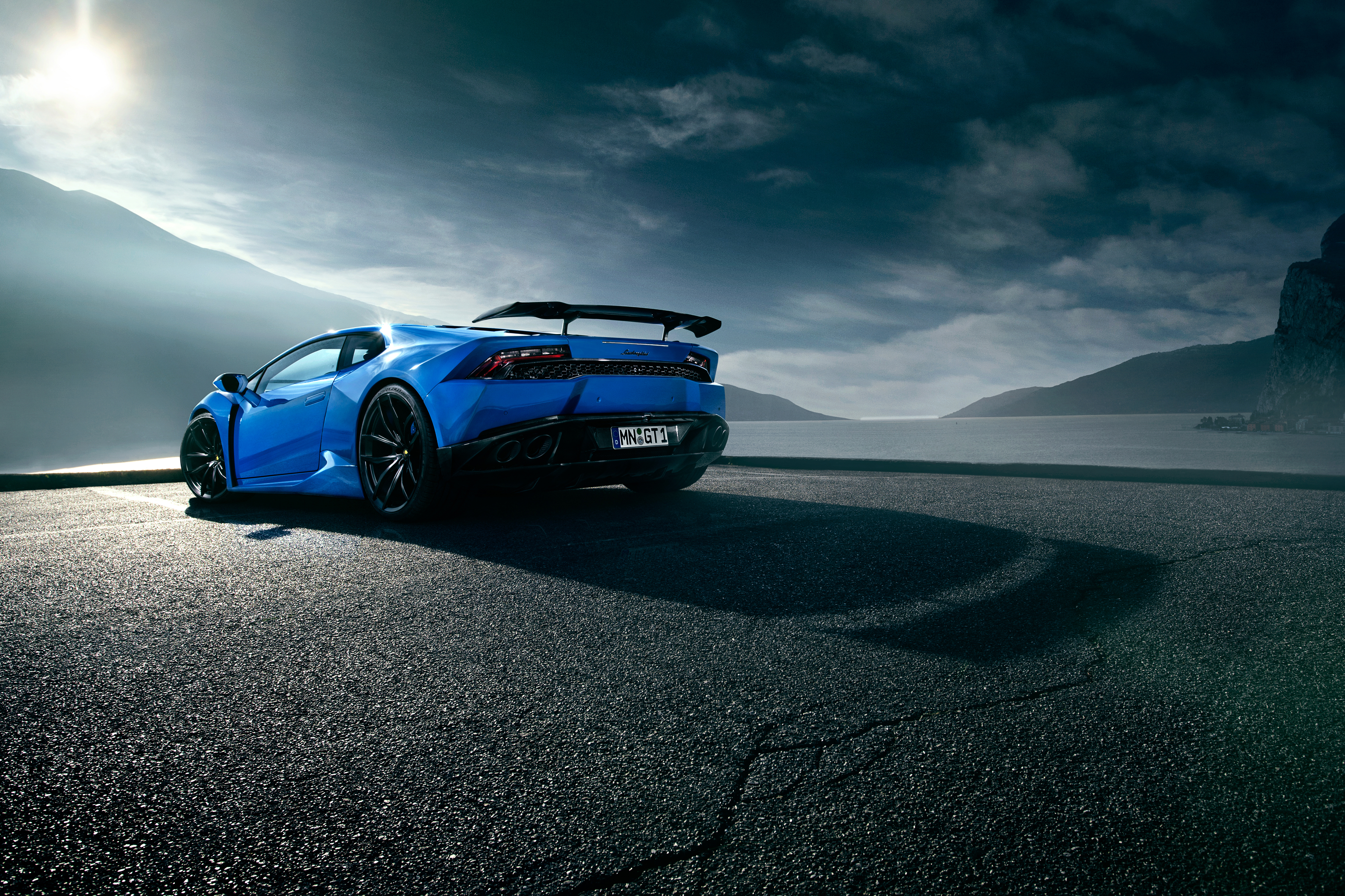 Blue Novitec Torado N-Largo Lamborghini Huracan on Road HD Wallpaper
