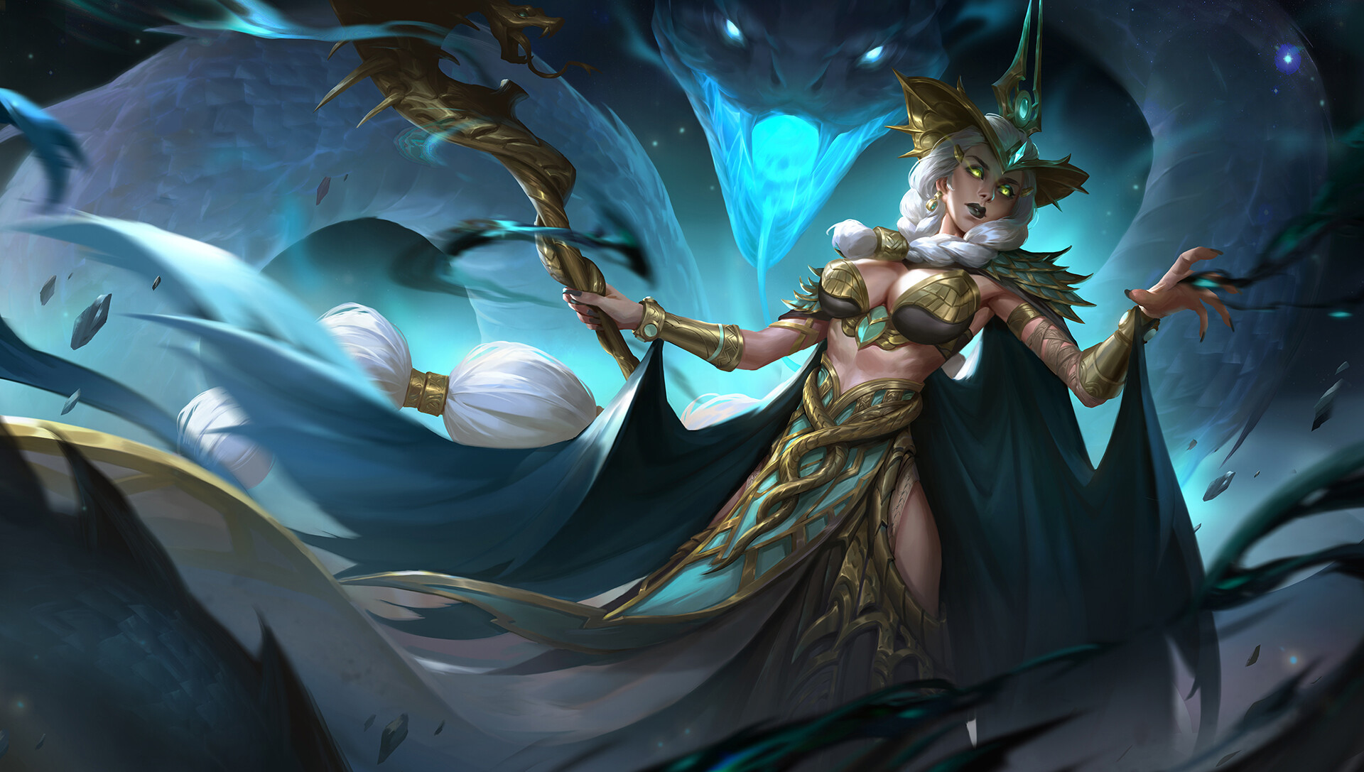 Fantasy Woman with Staff and Serpent HD Wallpaper
