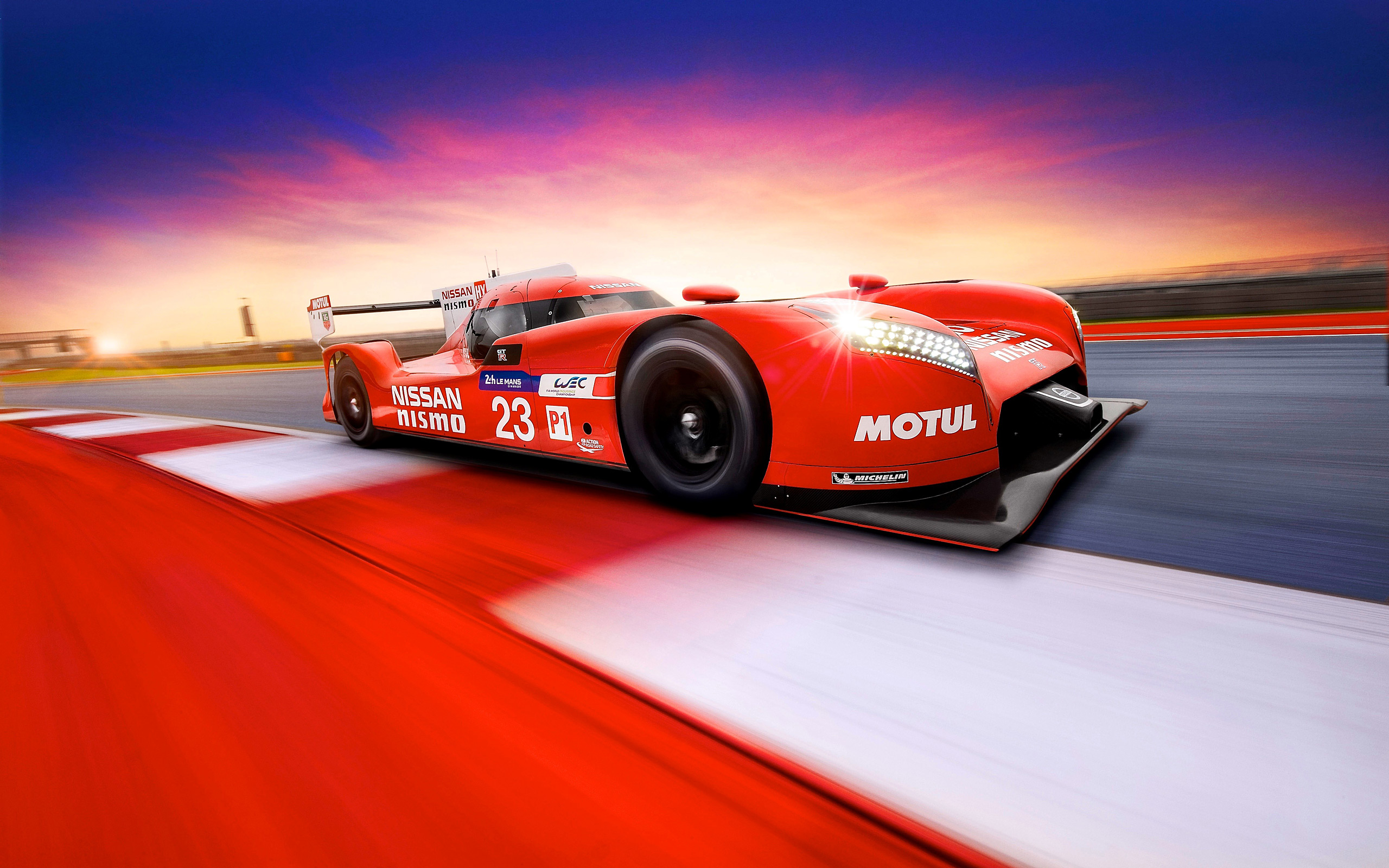 Red Nissan GT-R LM Nismo race car on track HD Wallpaper