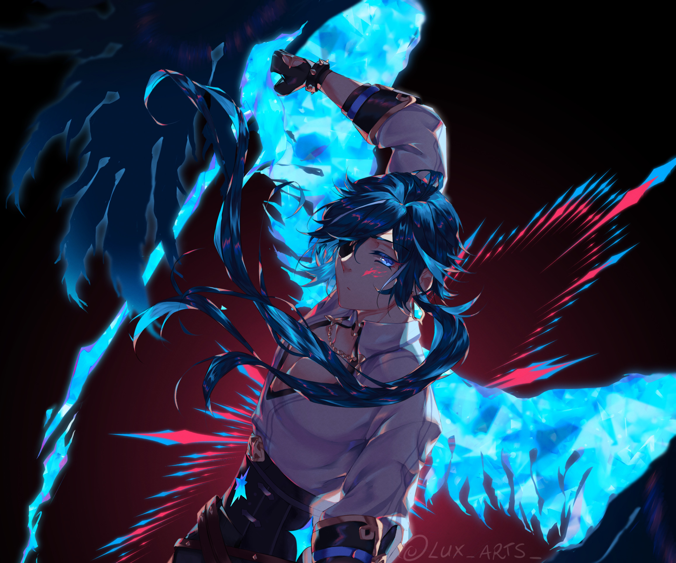 Kaeya from Genshin Impact with blue ice powers HD Wallpaper