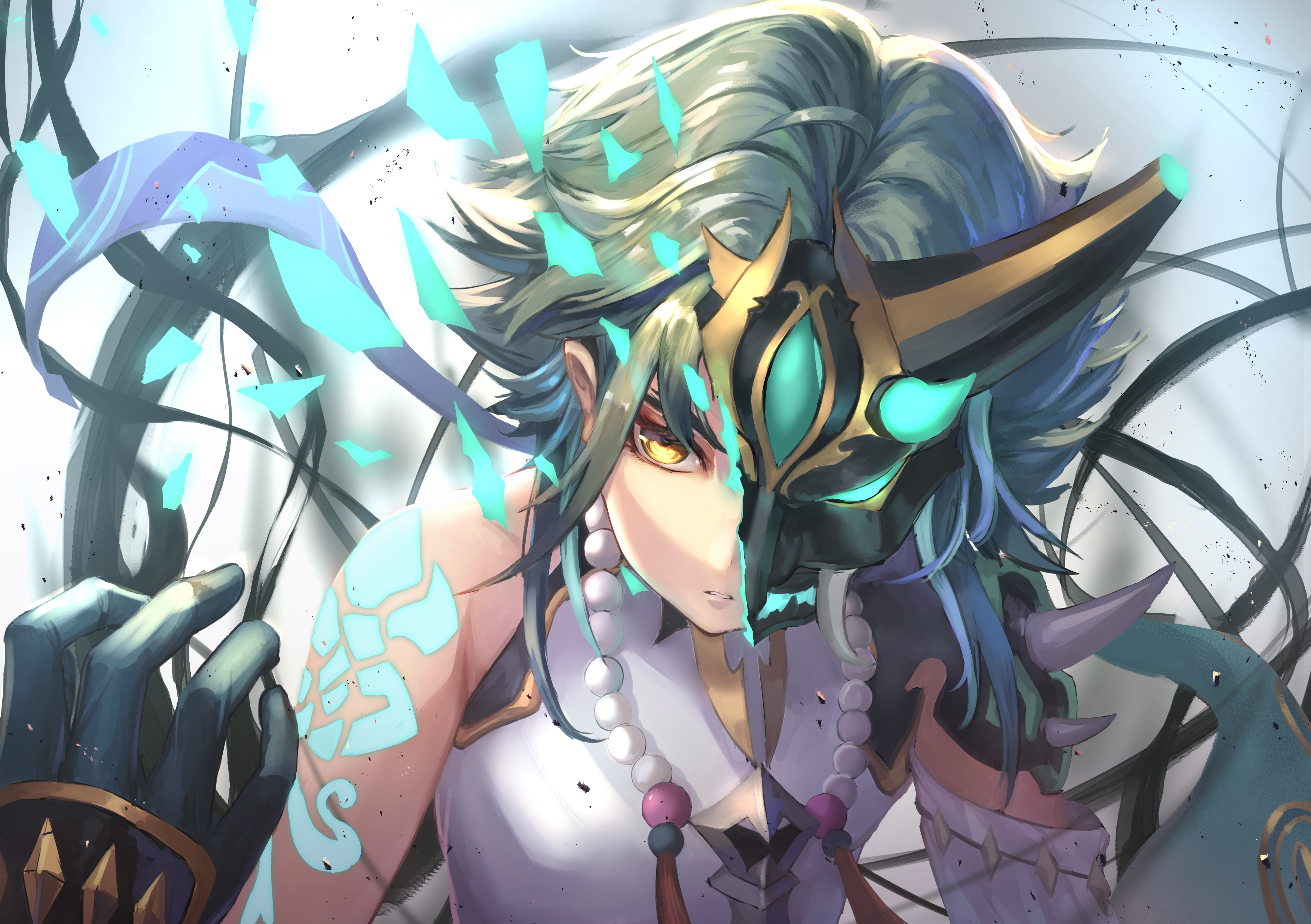 Xiao from Genshin Impact with Mystical Mask HD Wallpaper