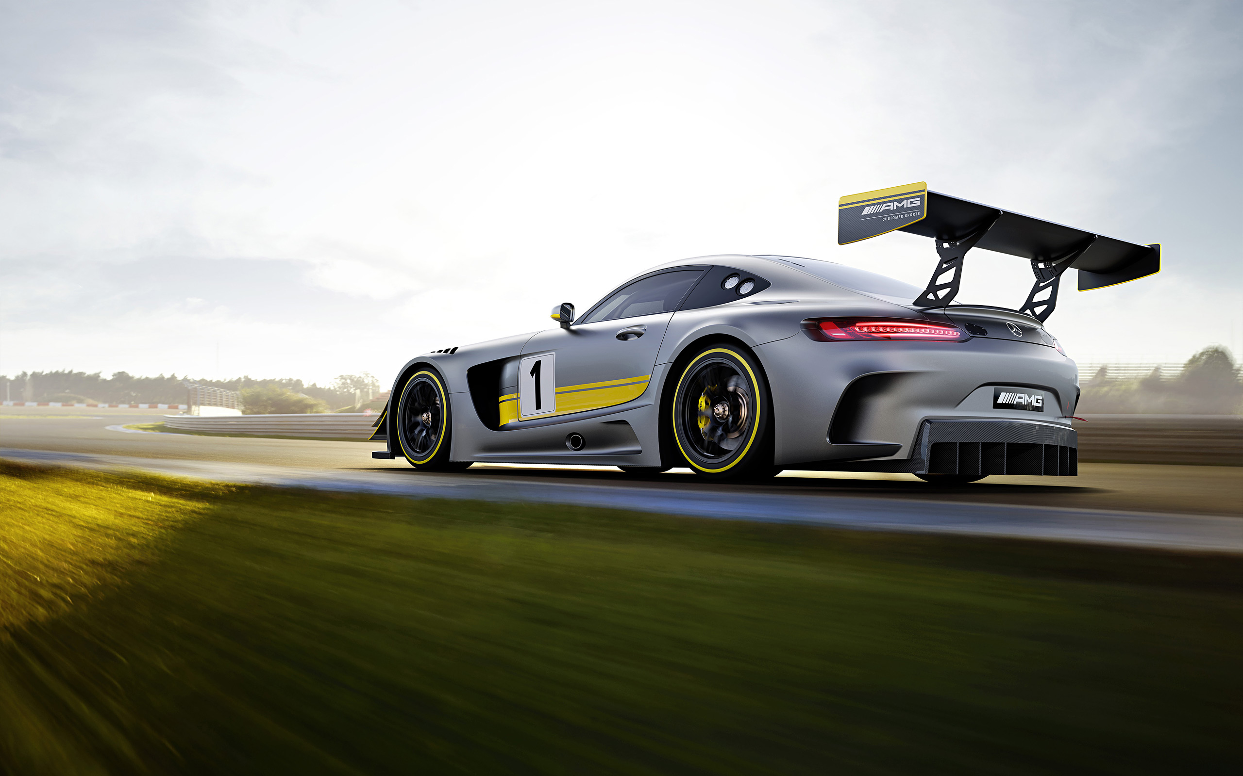 Mercedes-Benz AMG GT3 race car on a track HD Wallpaper