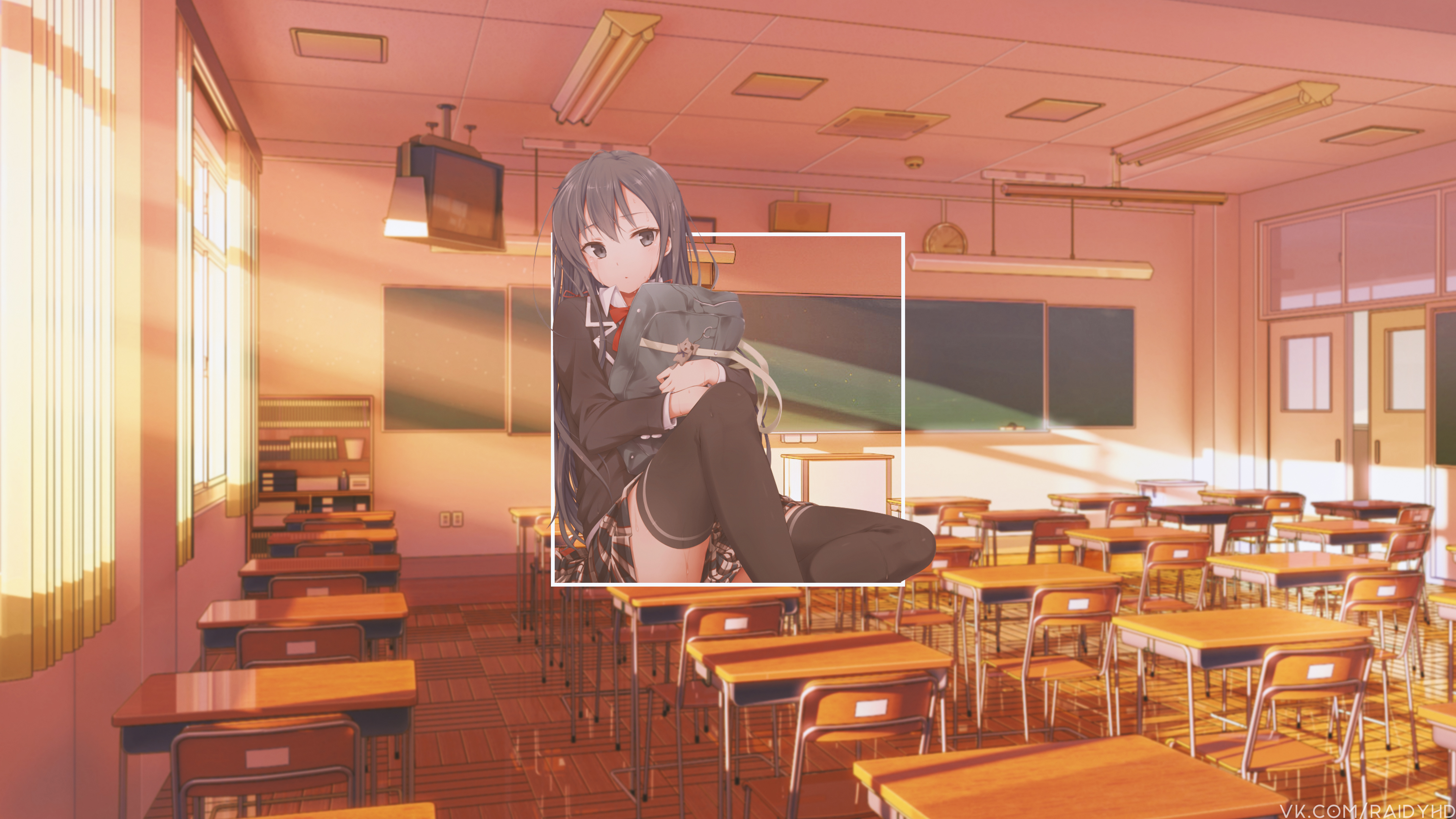Yukino Yukinoshita in a classroom HD Wallpaper