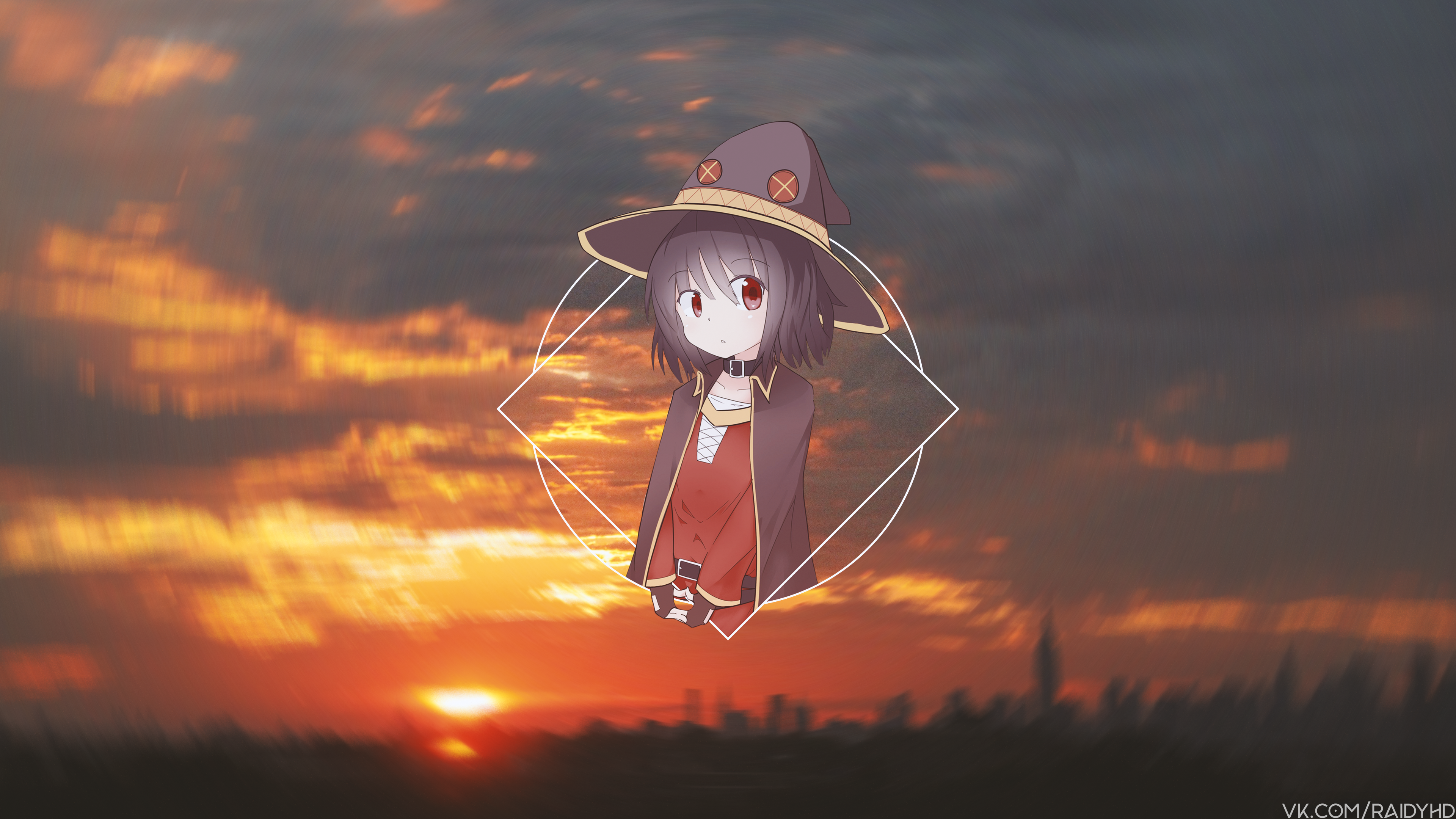 Megumin from KonoSuba against a sunset HD Wallpaper