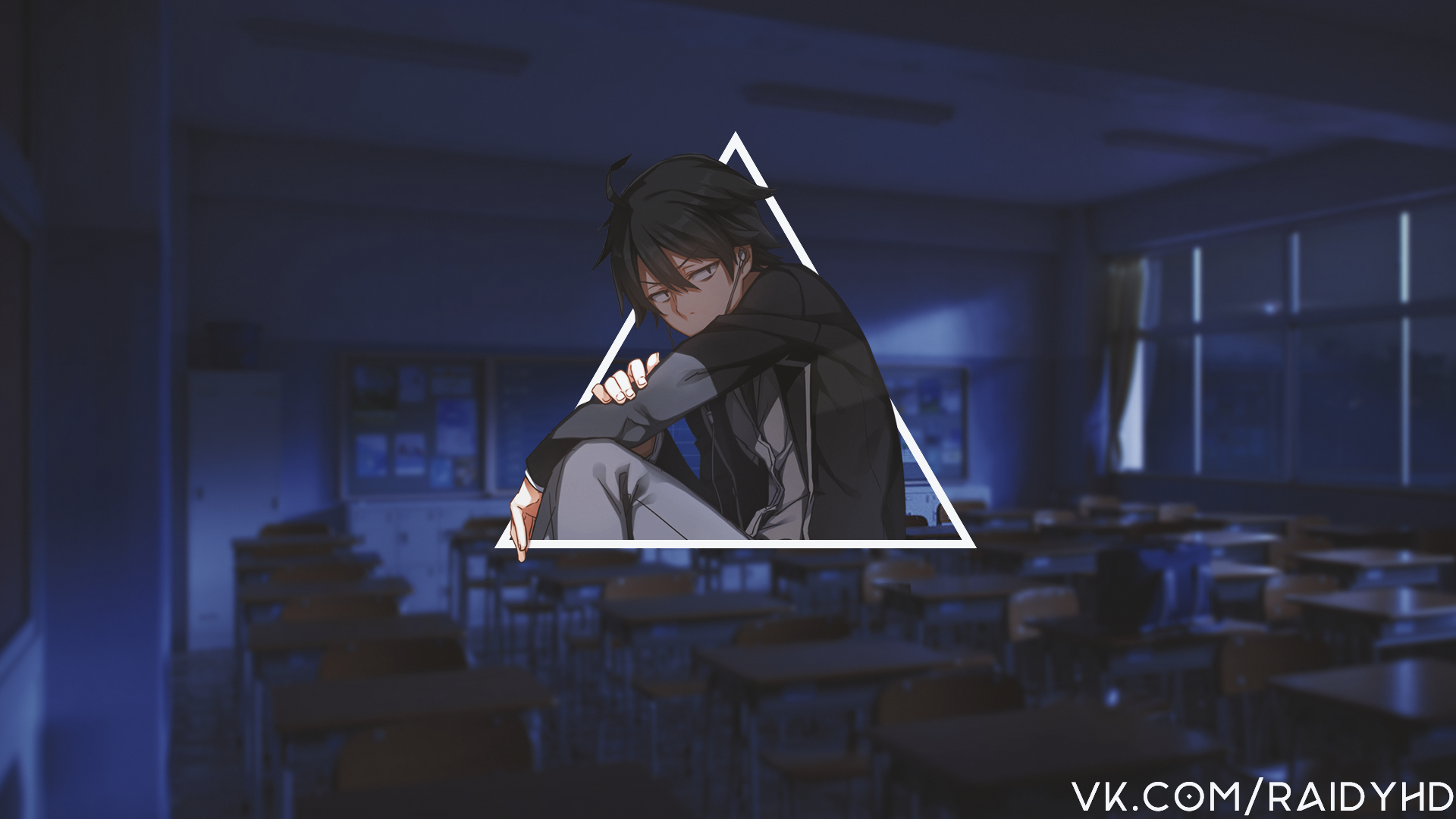 Hachiman Hikigaya in a classroom HD Wallpaper