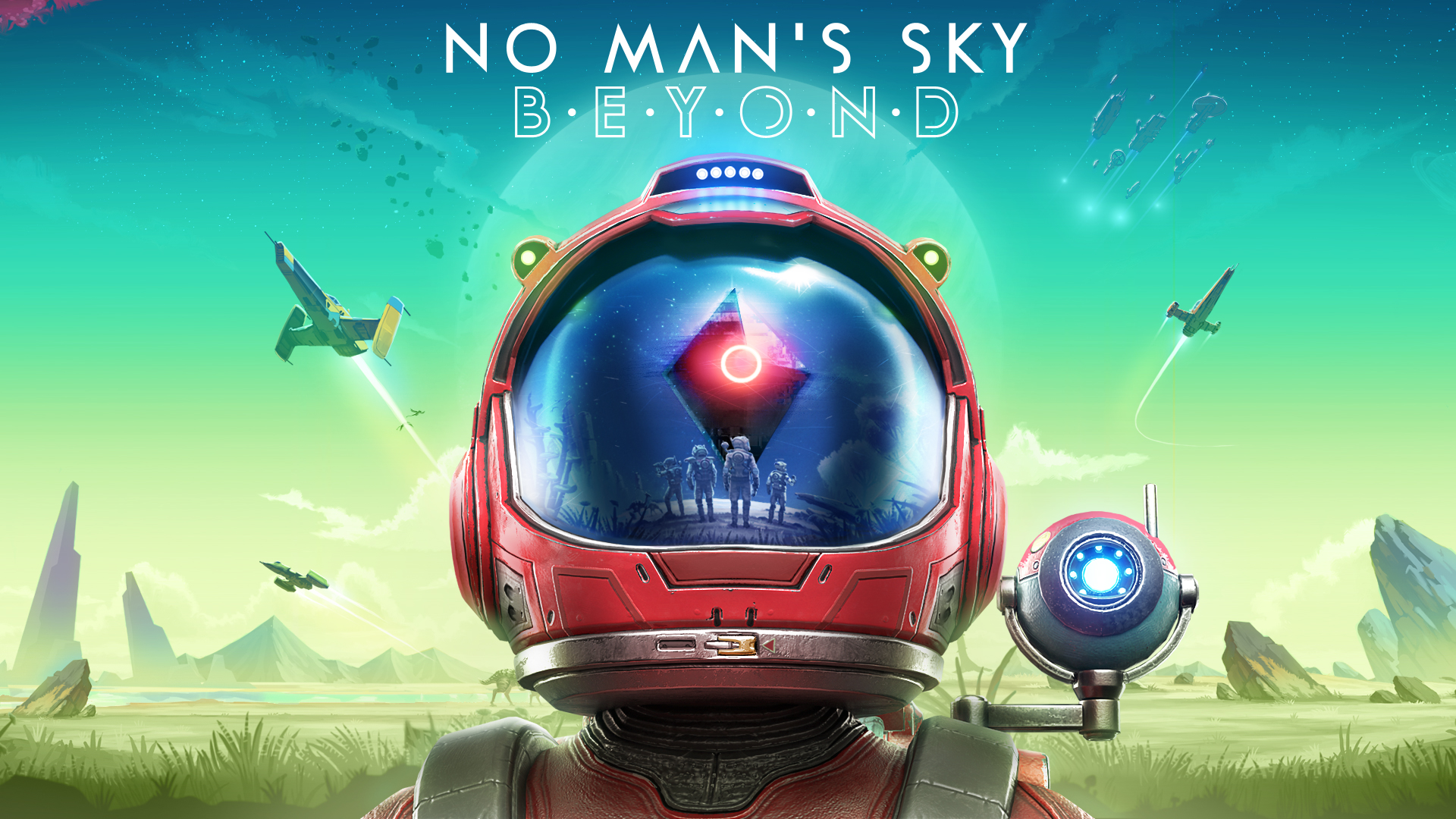 No Man's Sky Beyond astronaut helmet reflection HD Wallpaper