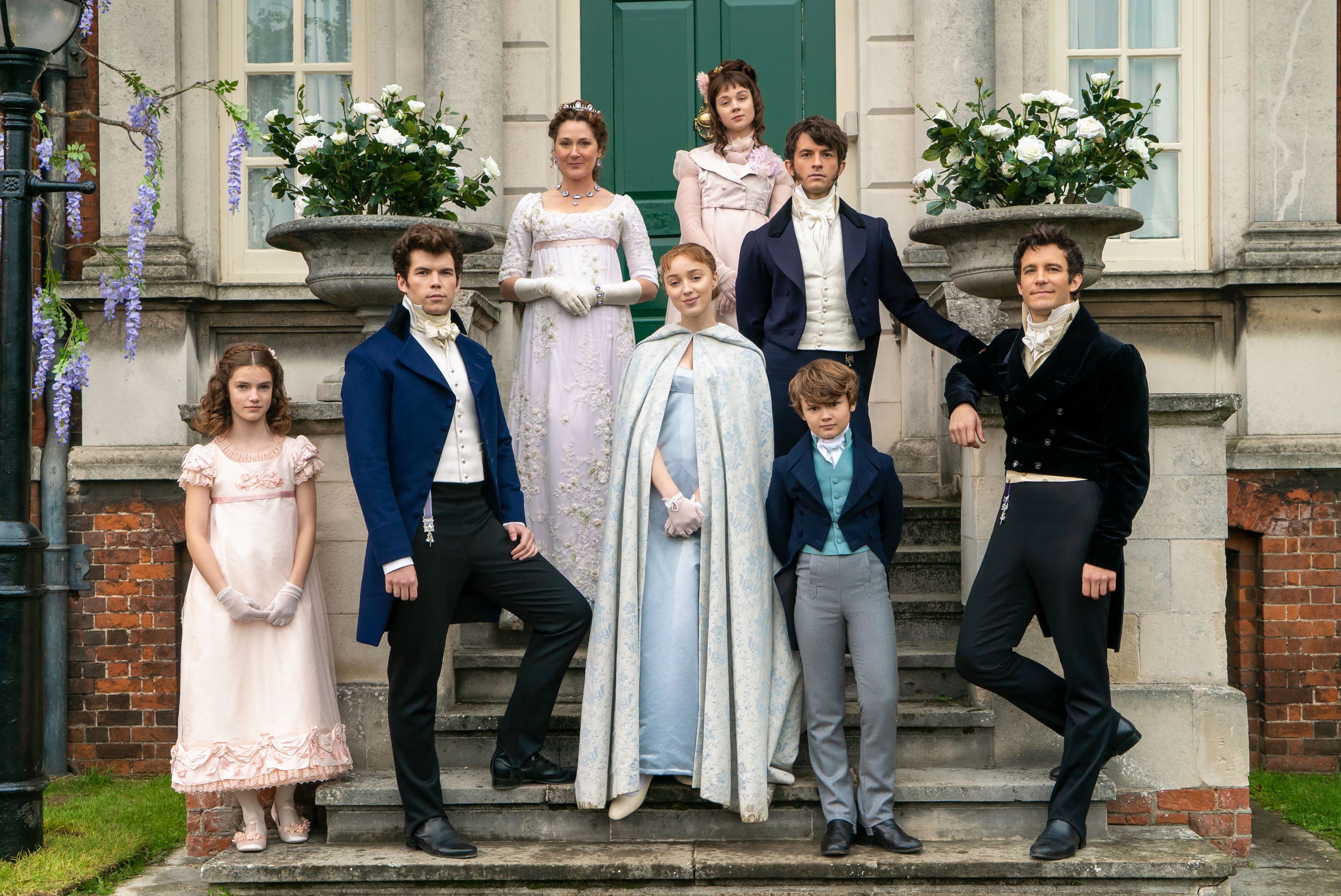 Bridgerton Cast Posed on Steps HD Wallpaper