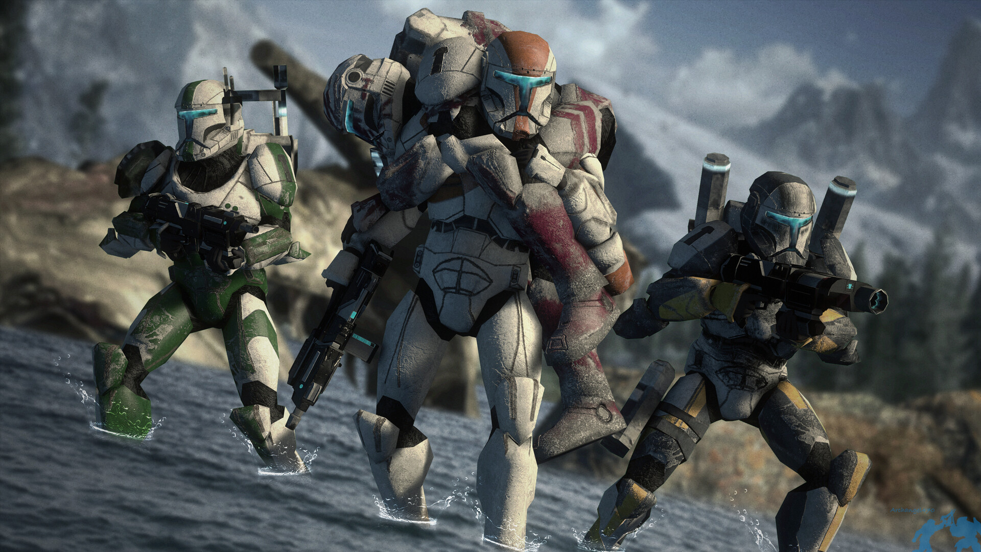 Star Wars Republic Commandos in water HD Wallpaper