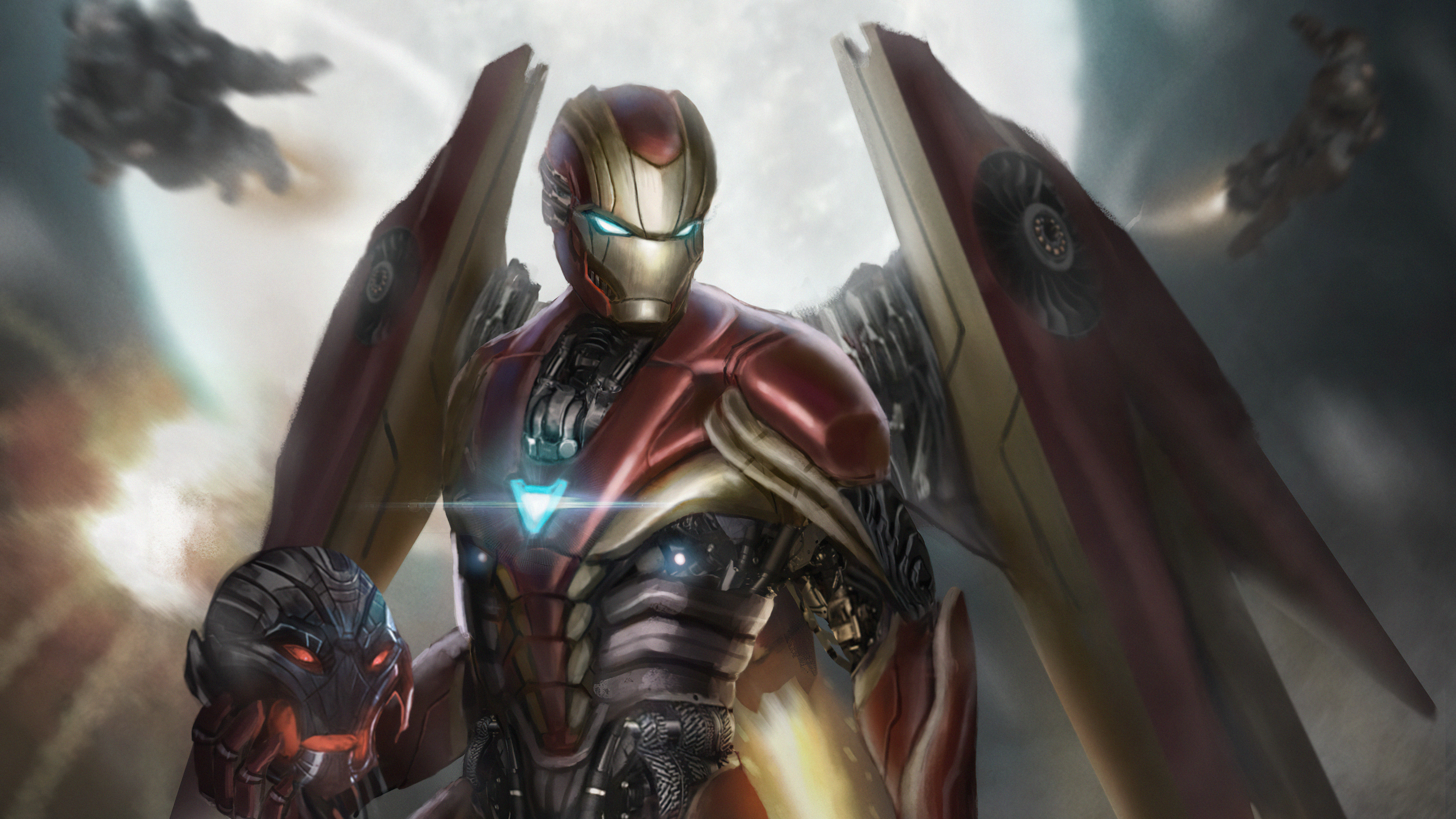 Iron Man with Ultron's Head from Marvel Comics 4K HD Wallpaper