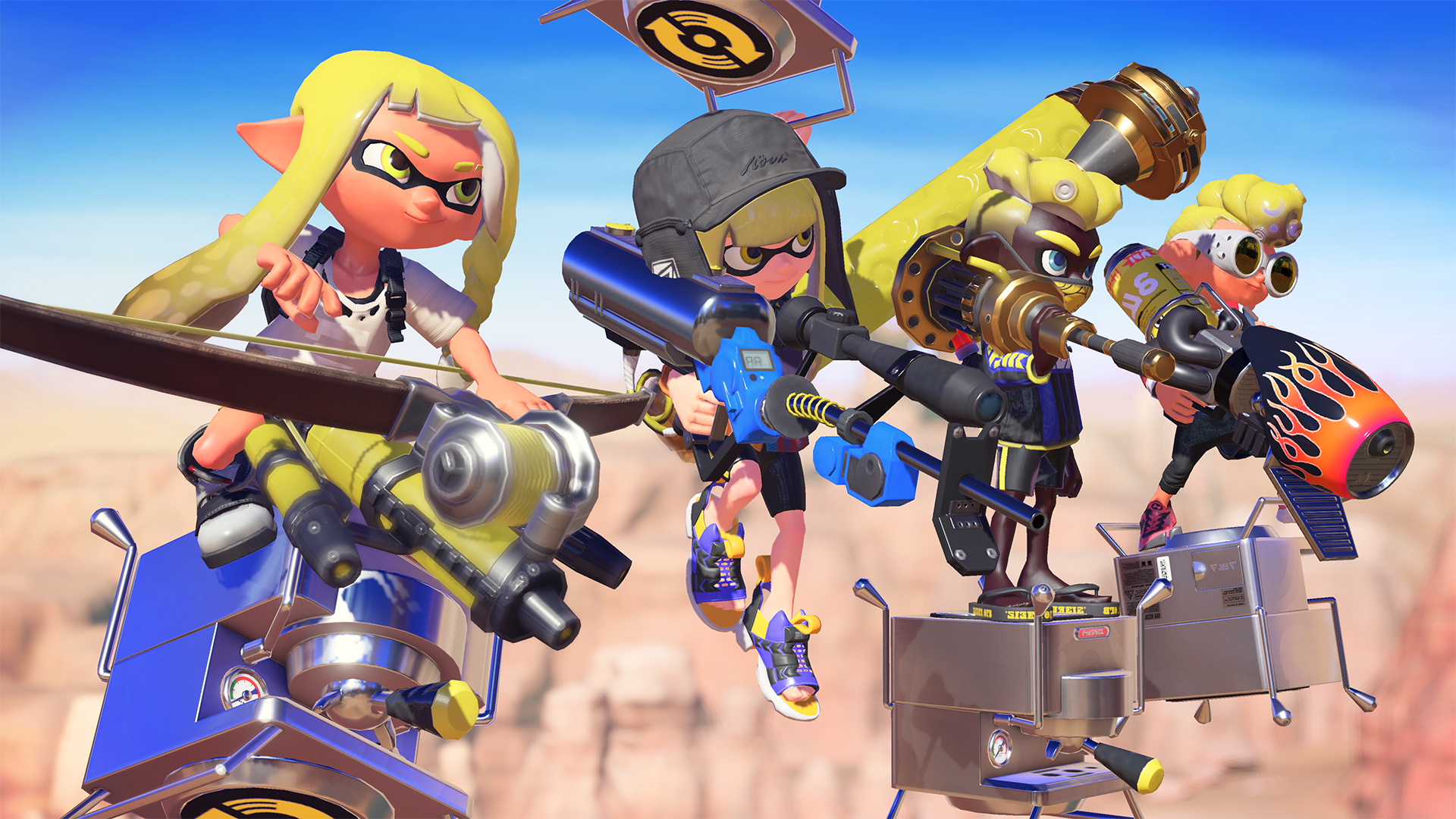 Splatoon 3 characters with weapons HD Wallpaper