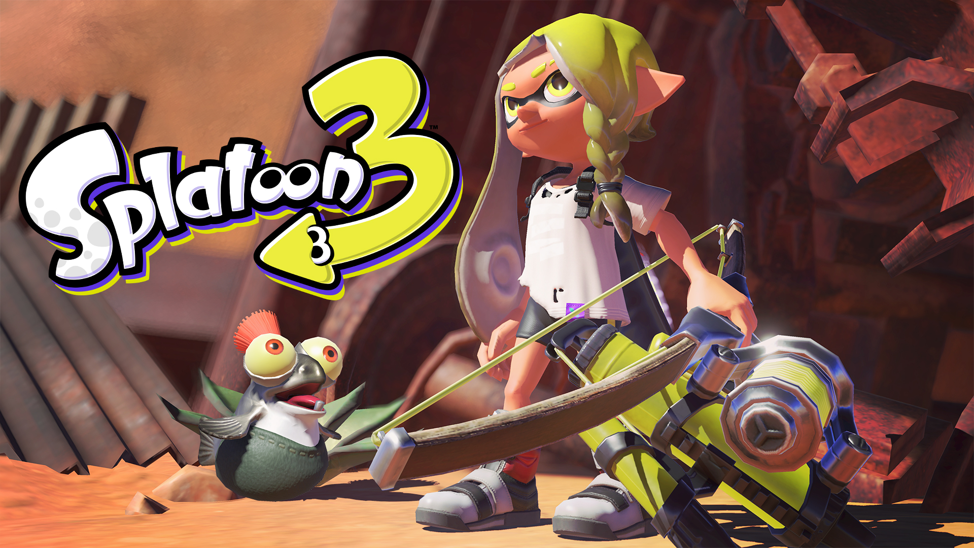 Splatoon 3: Inkling with a bow and a bird-like creature HD Wallpaper