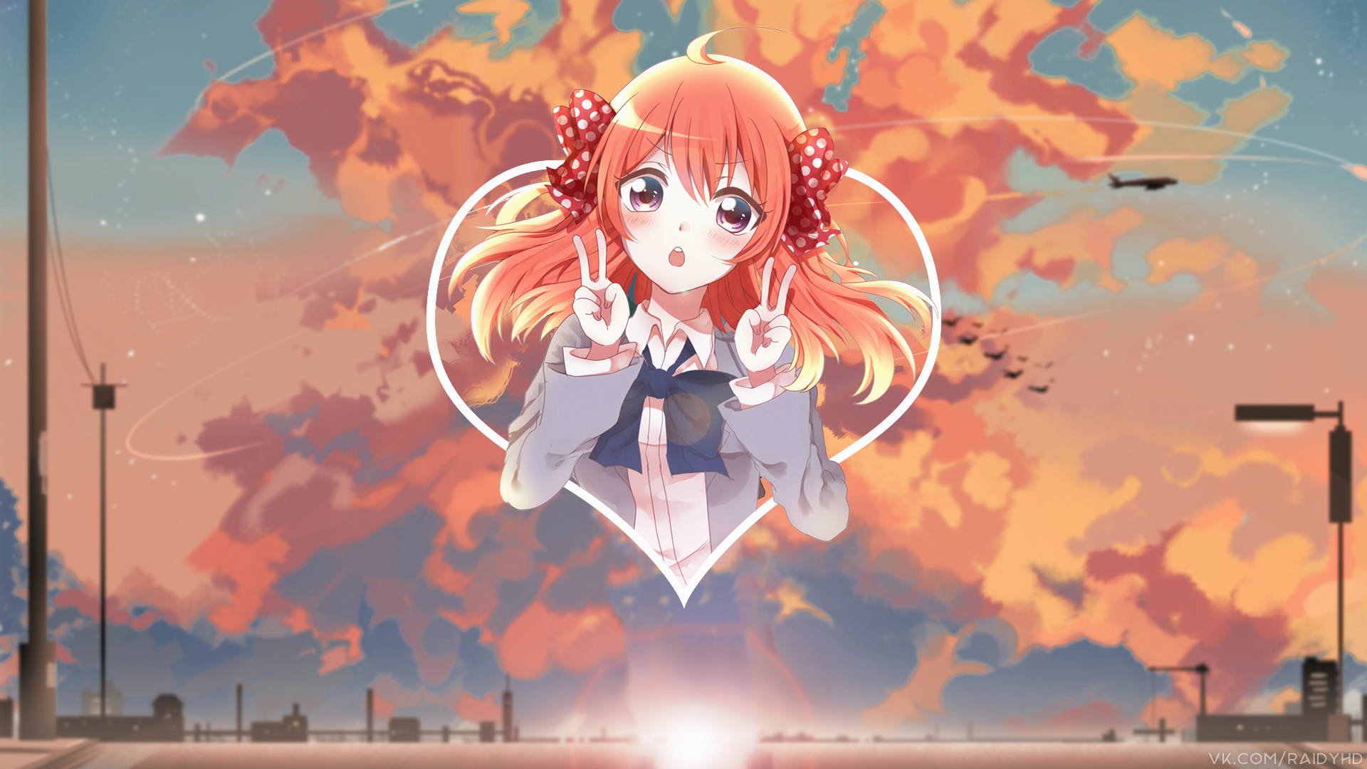 Chiyo Sakura anime girl with heart frame HD Wallpaper
