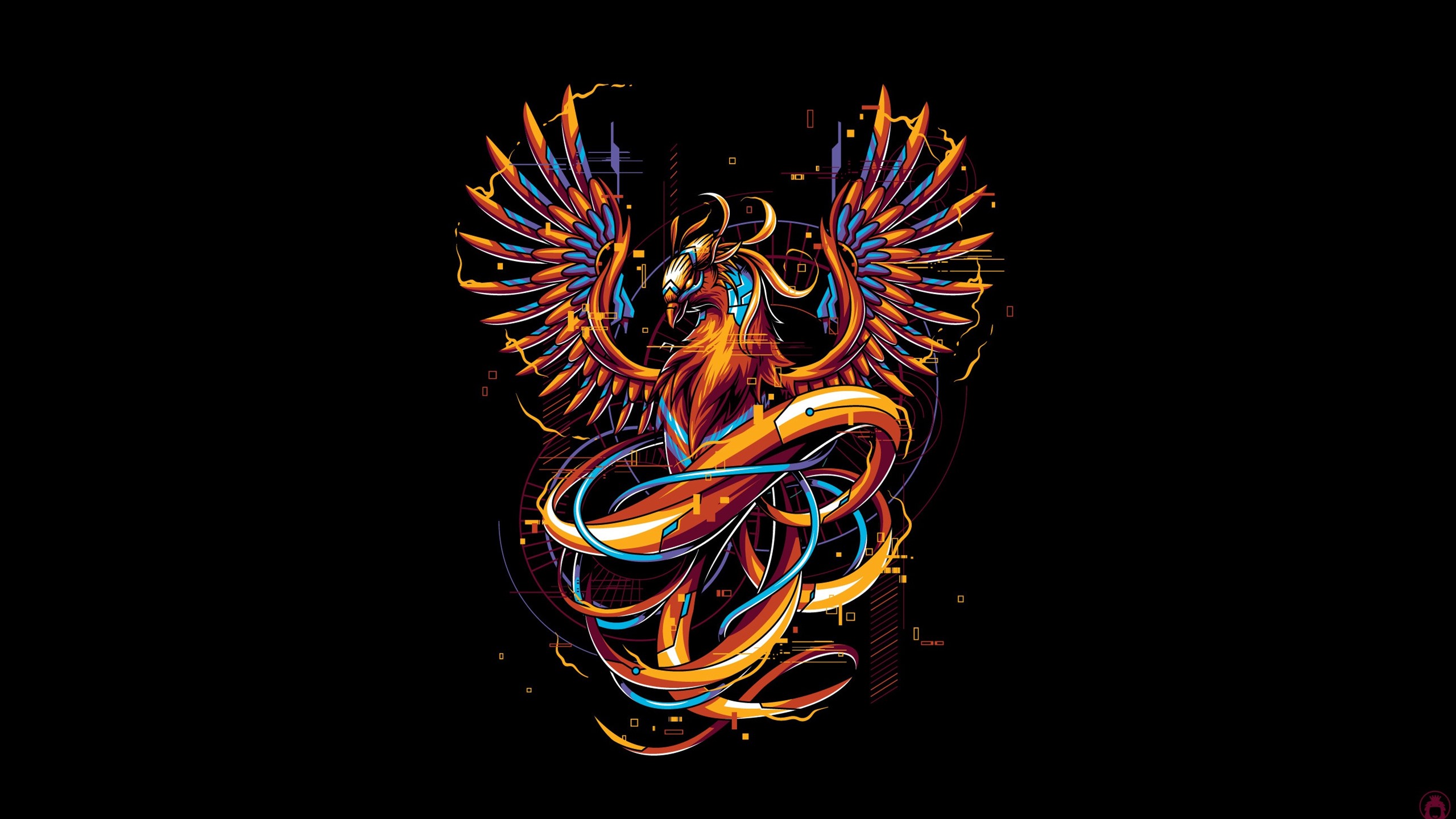 Fantasy Phoenix with Digital Accents HD Wallpaper