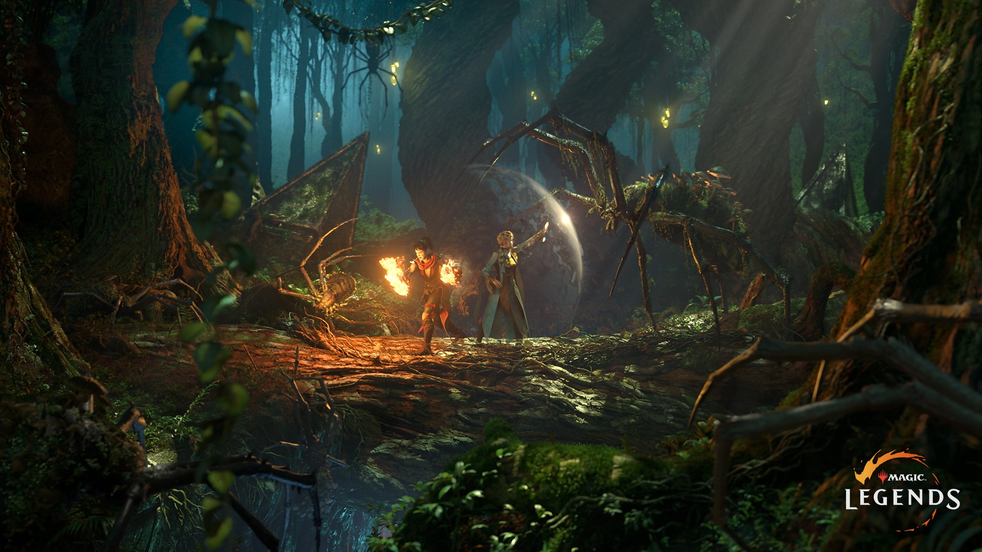 Magic: Legends forest scene with spiders HD Wallpaper