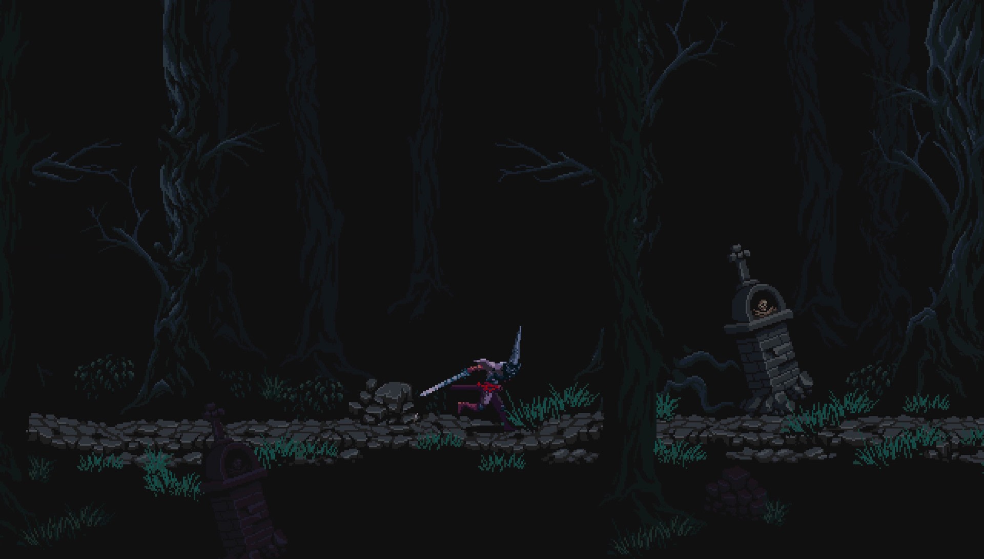 Blasphemous video game character in a dark forest HD Wallpaper