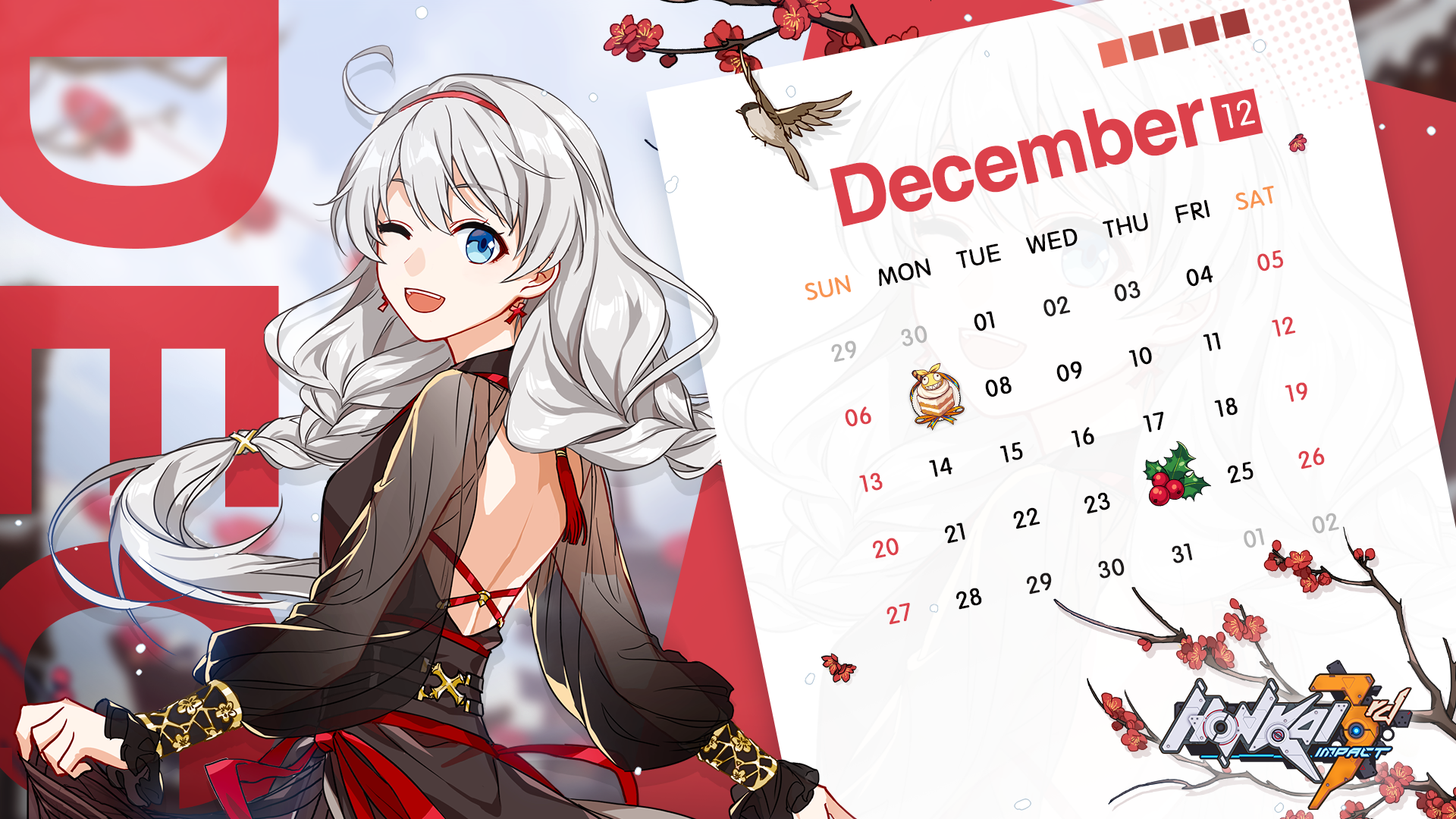 Kiana Kaslana from Honkai Impact 3rd December Calendar HD Wallpaper