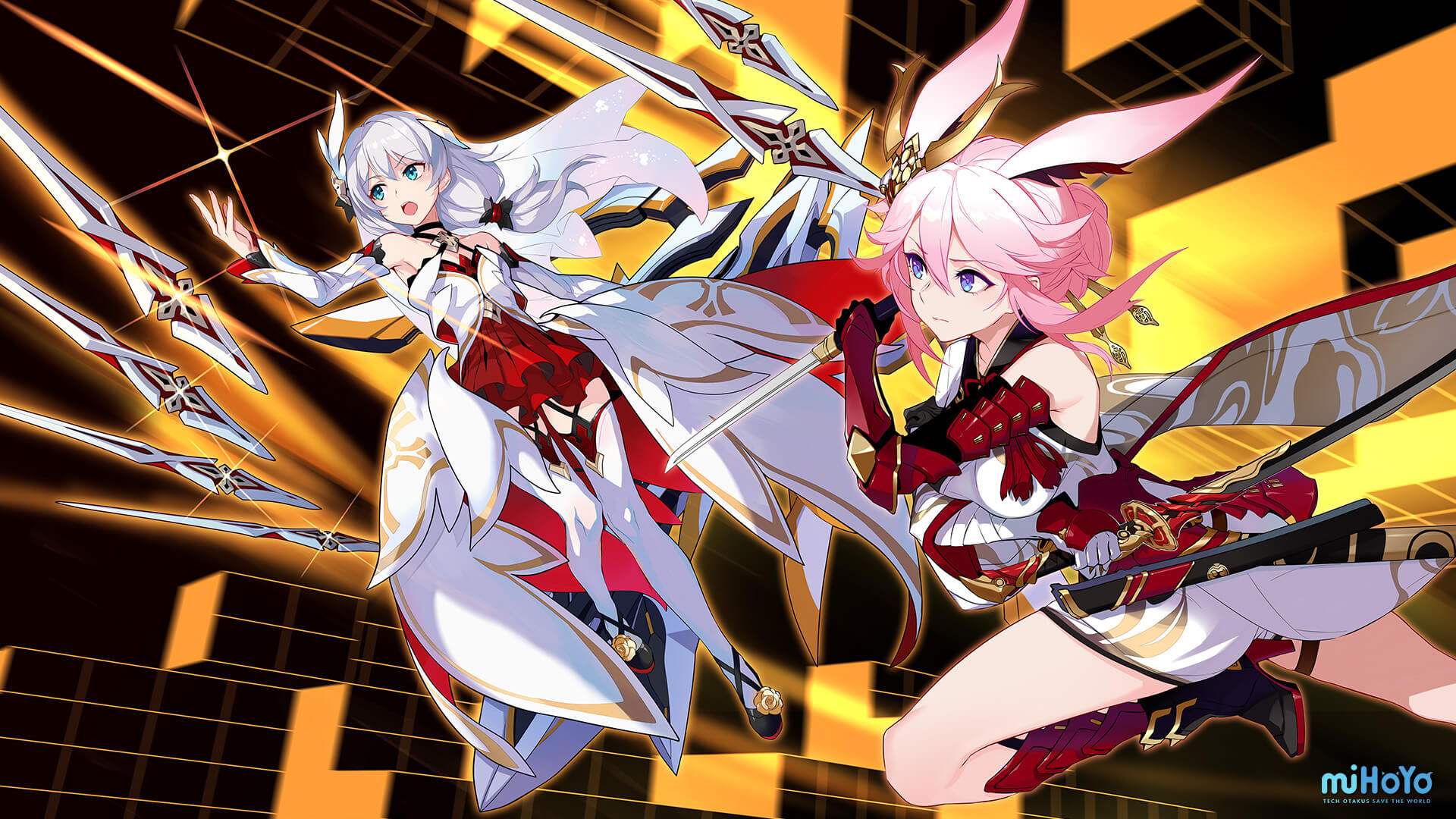 Kiana Kaslana and Raiden Mei from Honkai Impact 3rd HD Wallpaper
