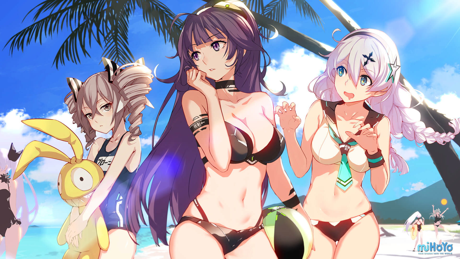 Honkai Impact 3rd characters at the beach HD Wallpaper