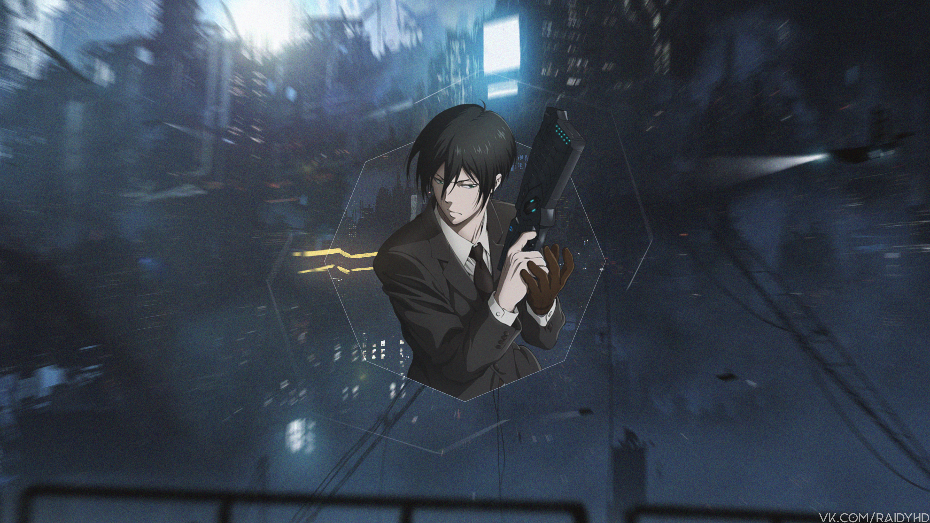 Nobuchika Ginoza from Psycho-Pass holding a Dominator HD Wallpaper