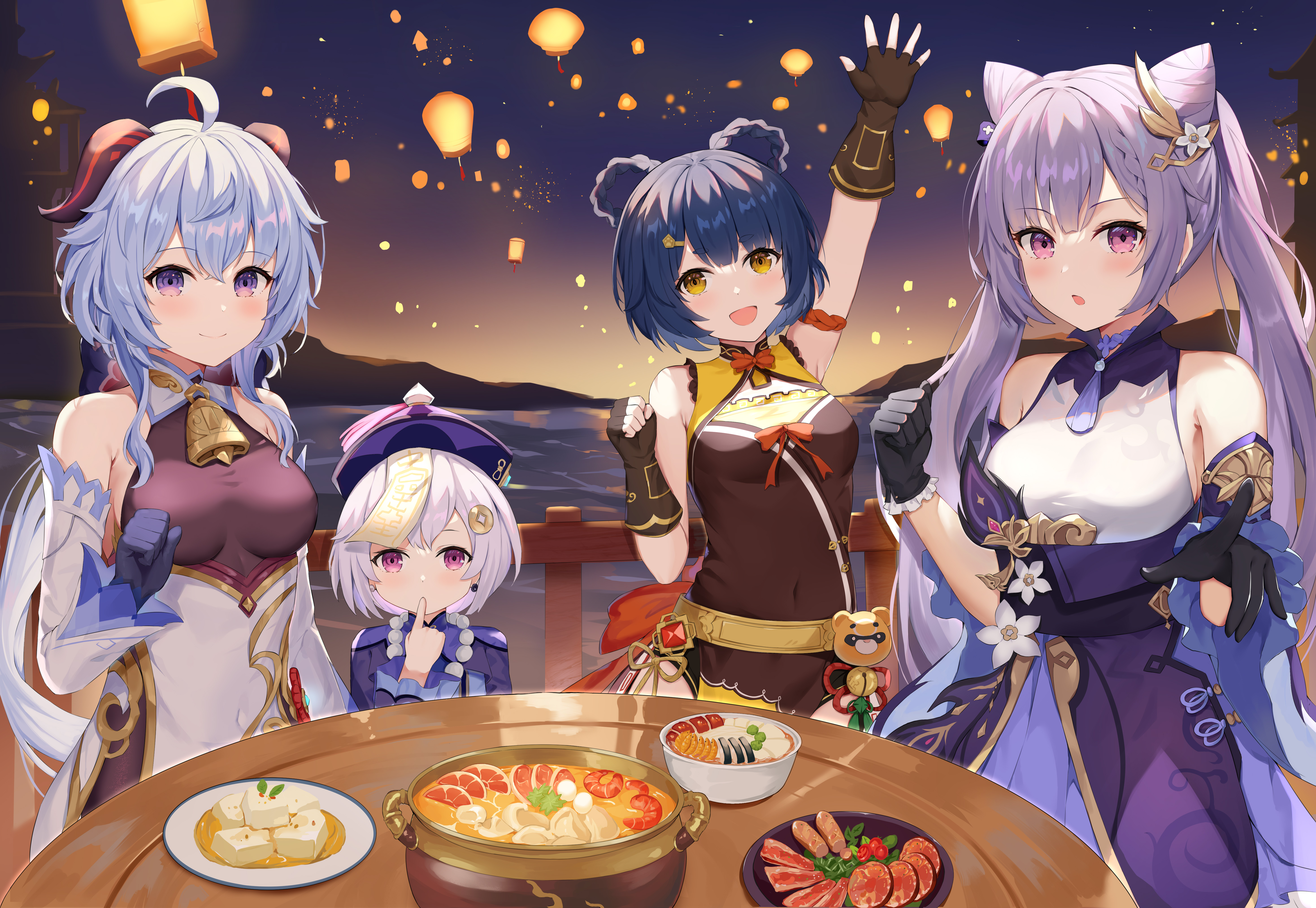 Ganyu, Keqing, Xiangling and Qiqi from Genshin Impact 4K HD Wallpaper