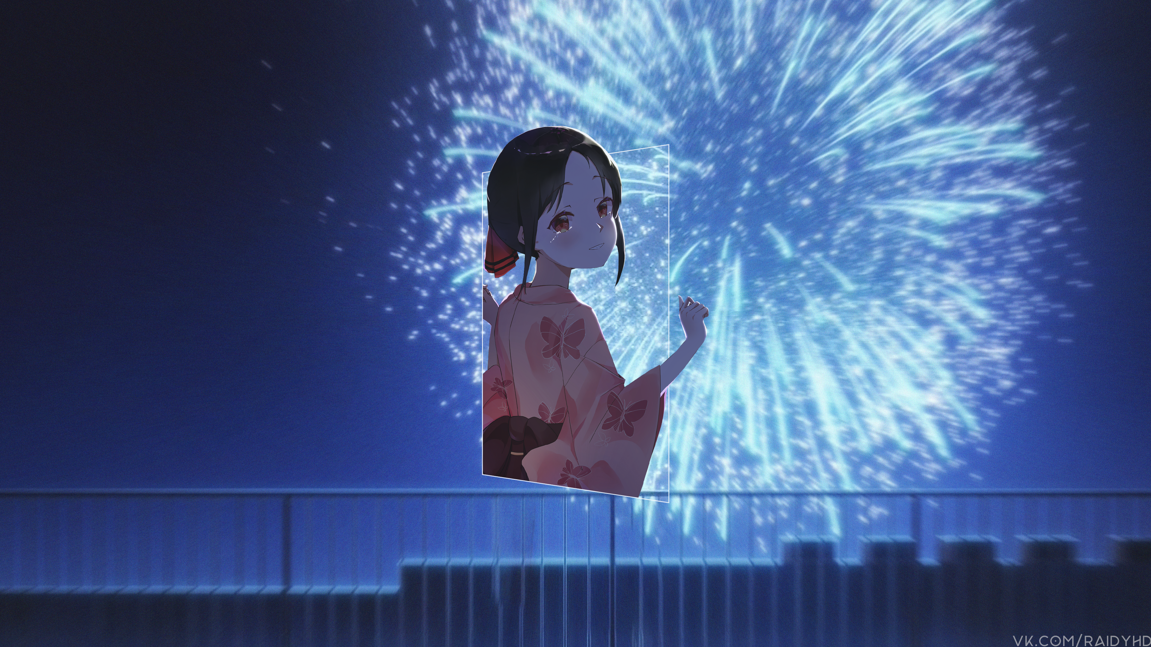 Kaguya Shinomiya from Kaguya-sama watching fireworks HD Wallpaper