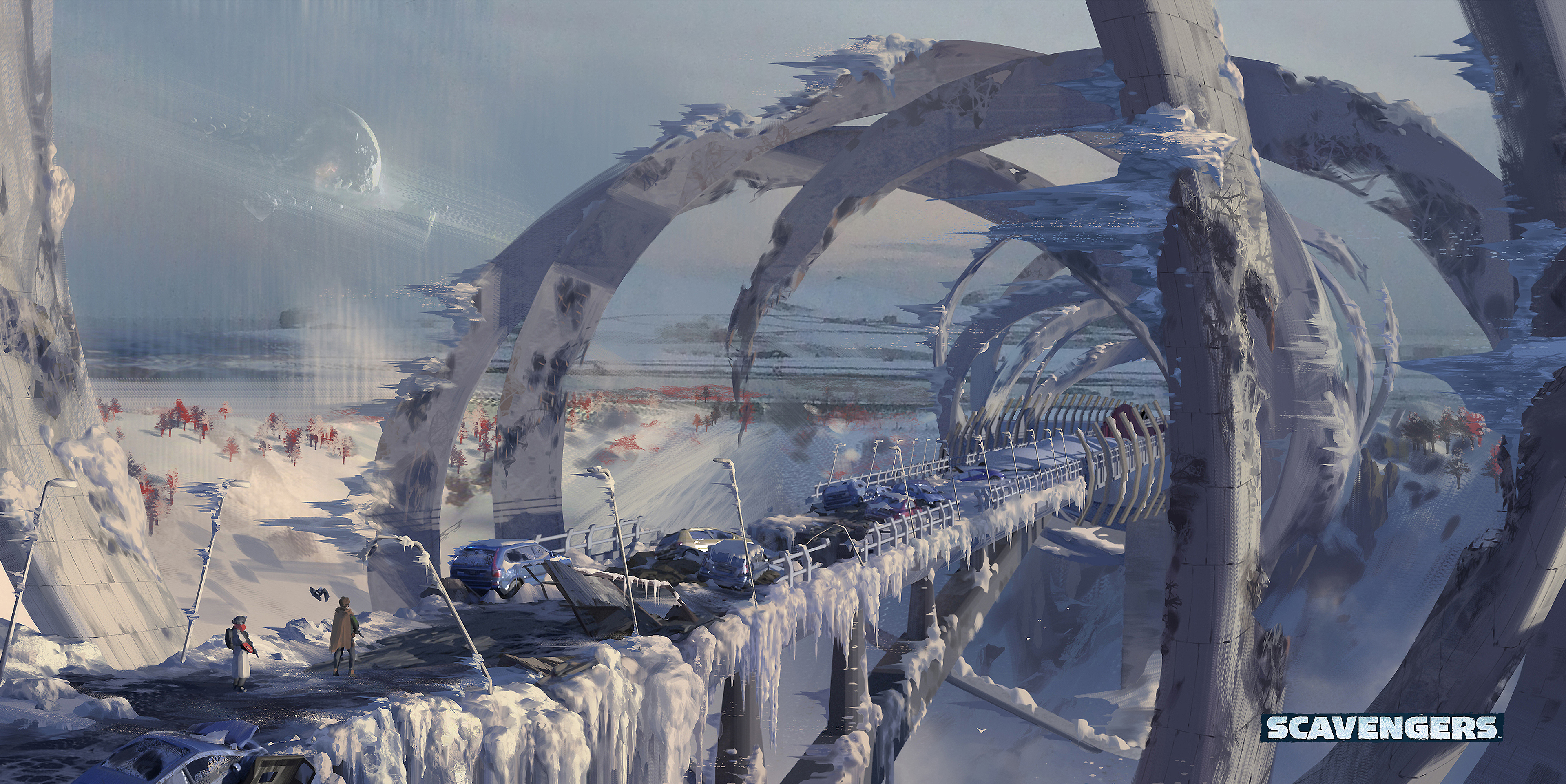 Scavengers concept art of a frozen bridge HD Wallpaper