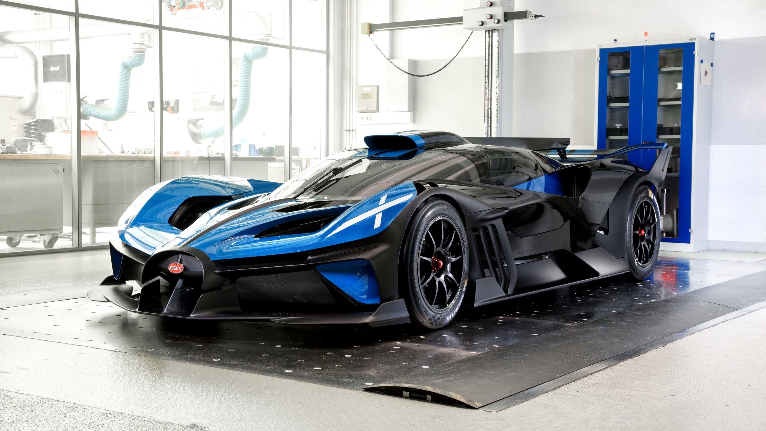 Bugatti Bolide race car in a workshop HD Wallpaper