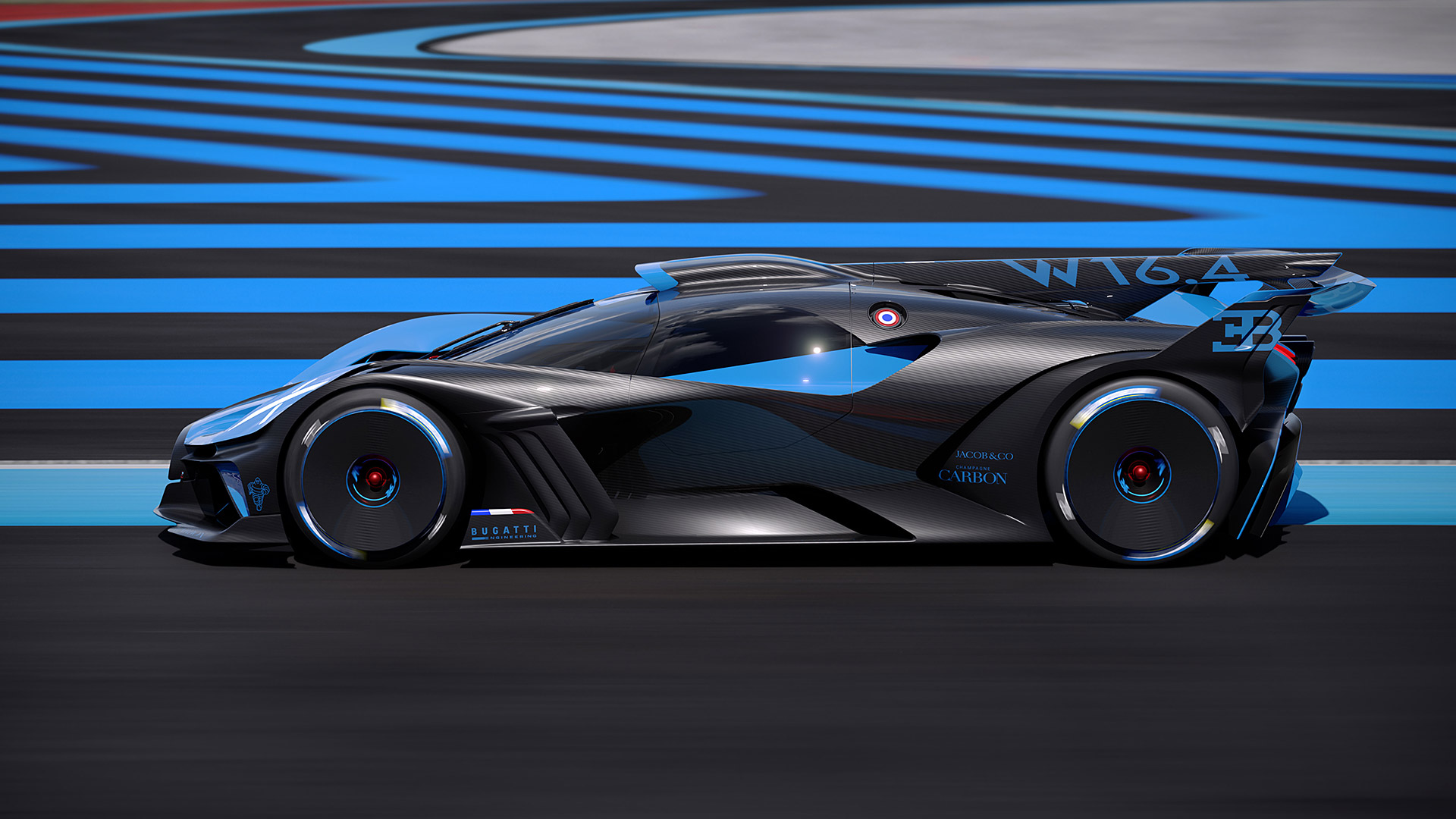 Bugatti Bolide on a Racetrack HD Wallpaper