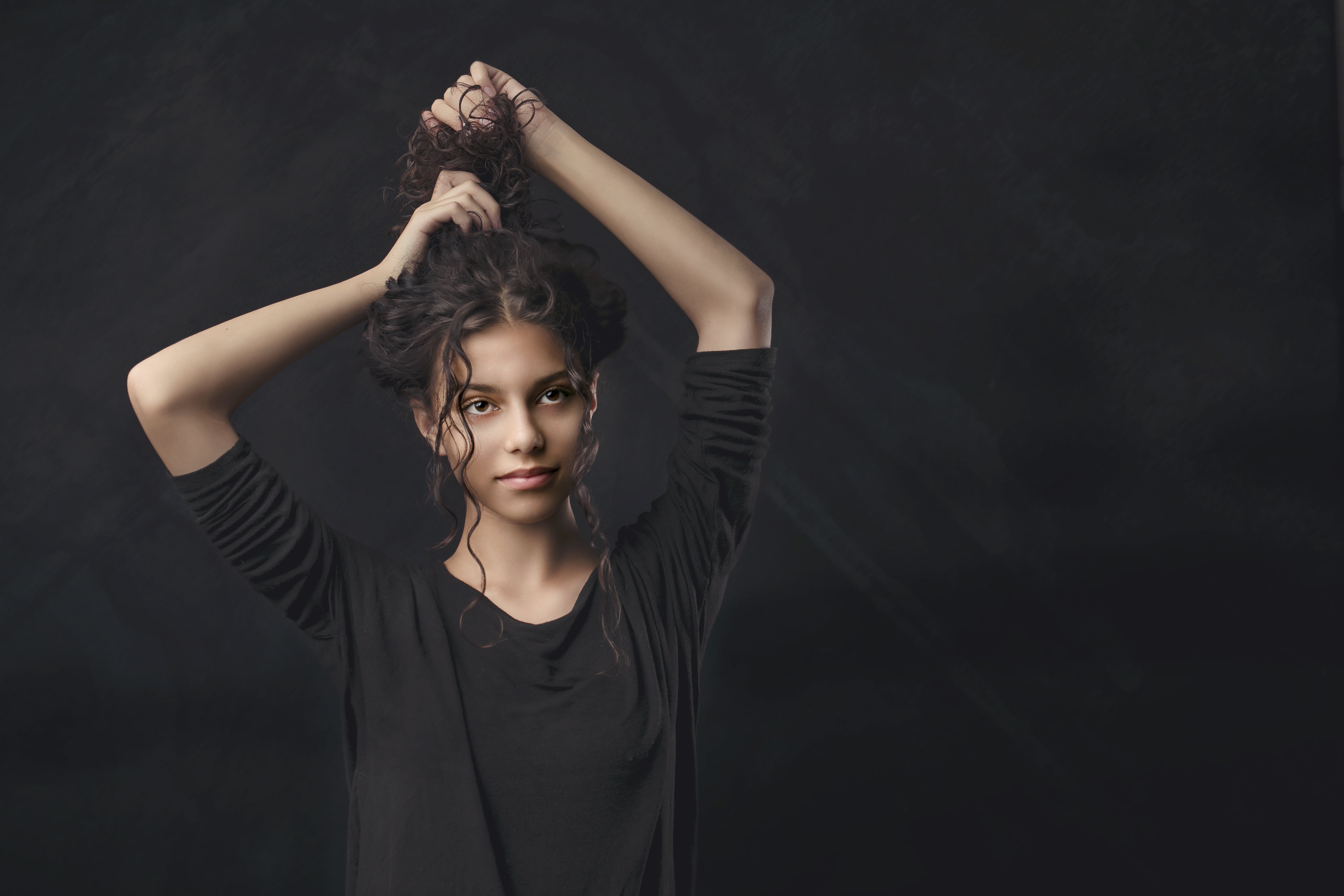 Woman with Brunette Hair and Brown Eyes HD Wallpaper