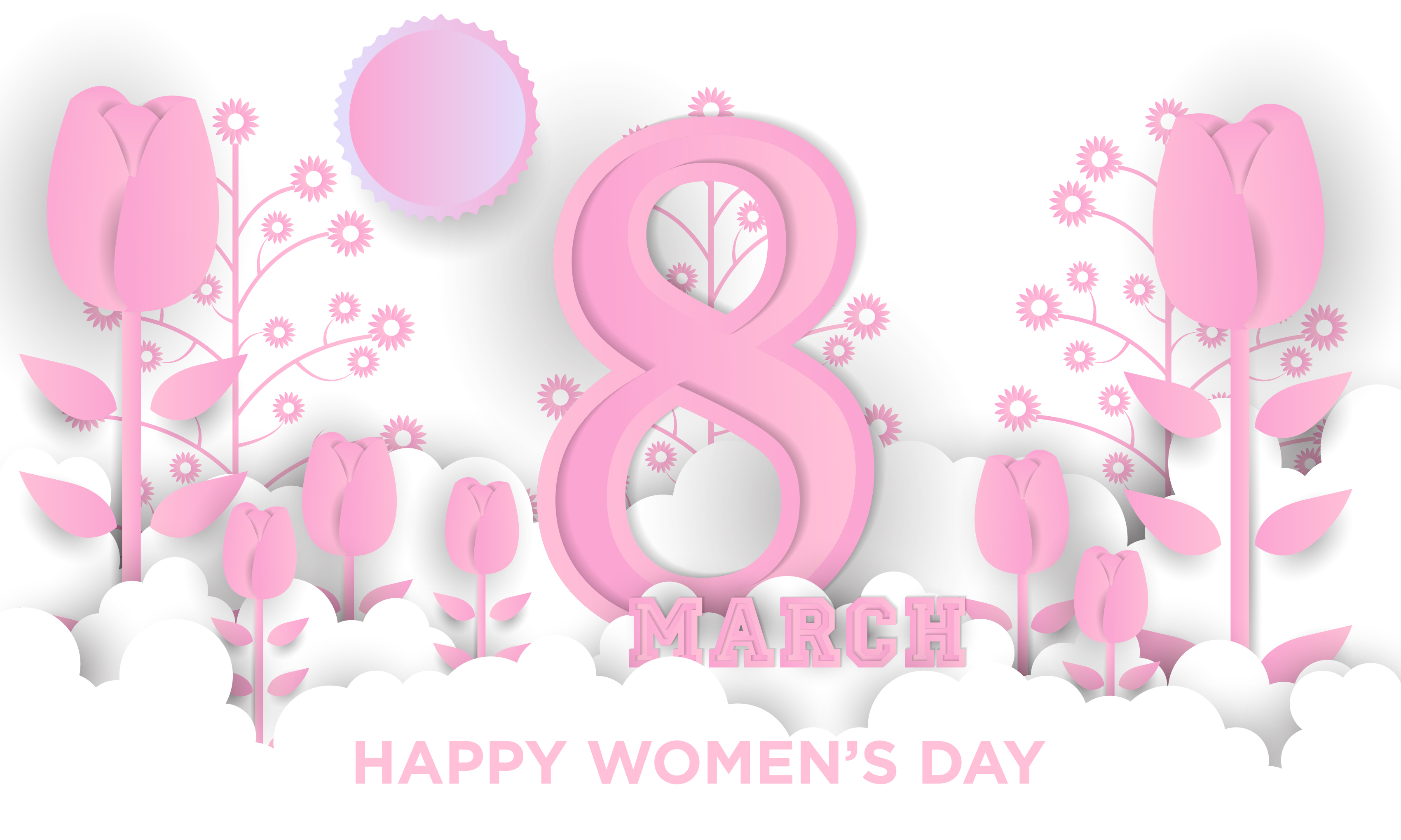 Happy Women's Day 8 March Tulips HD Wallpaper