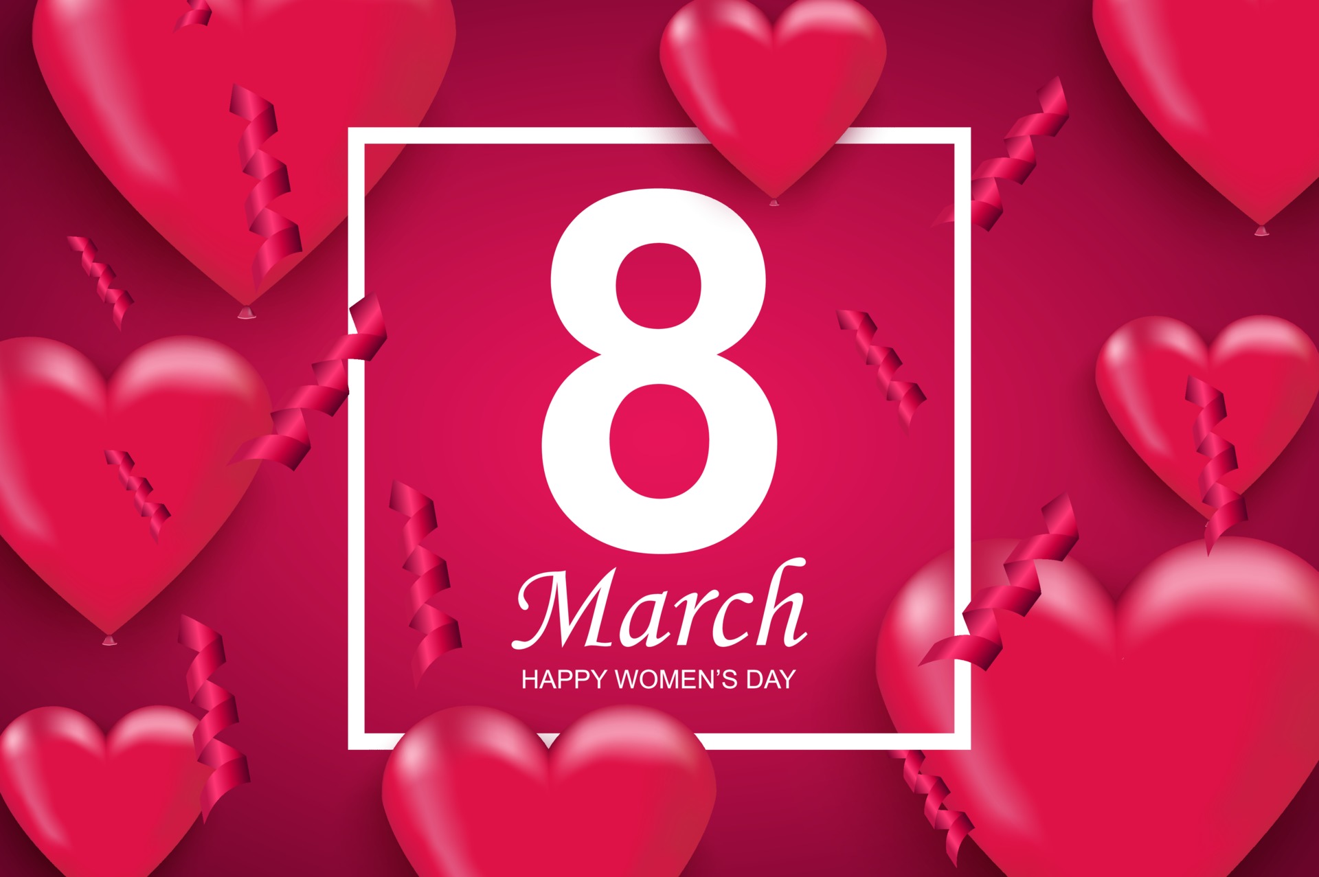 Happy Women's Day March 8 Hearts HD Wallpaper