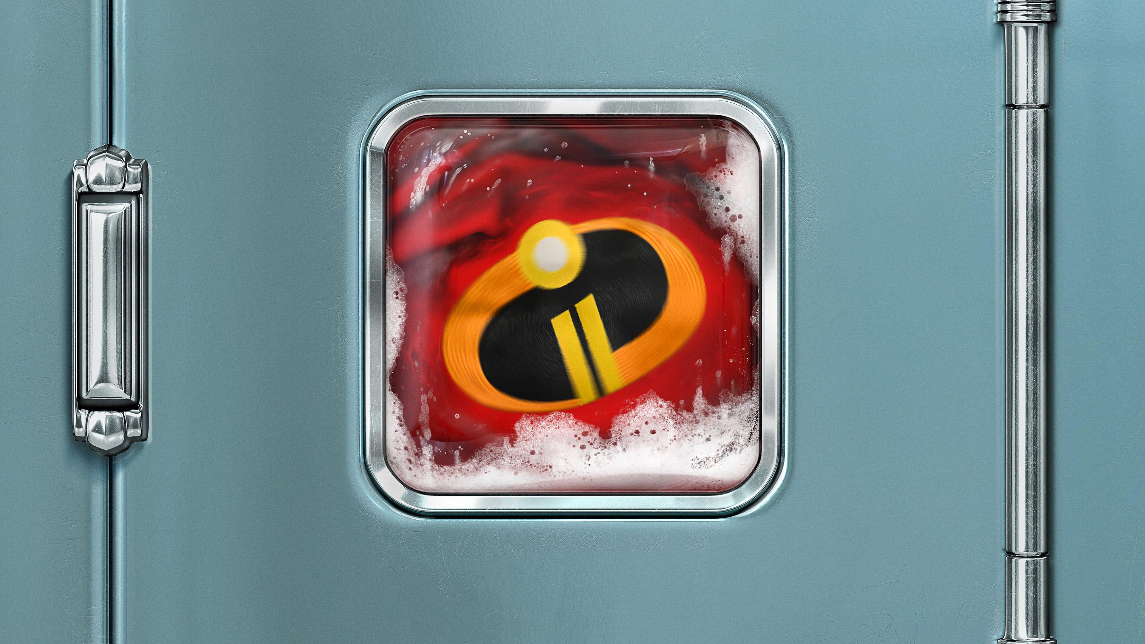 The Incredibles 2 4K Logo in Washing Machine HD Wallpaper
