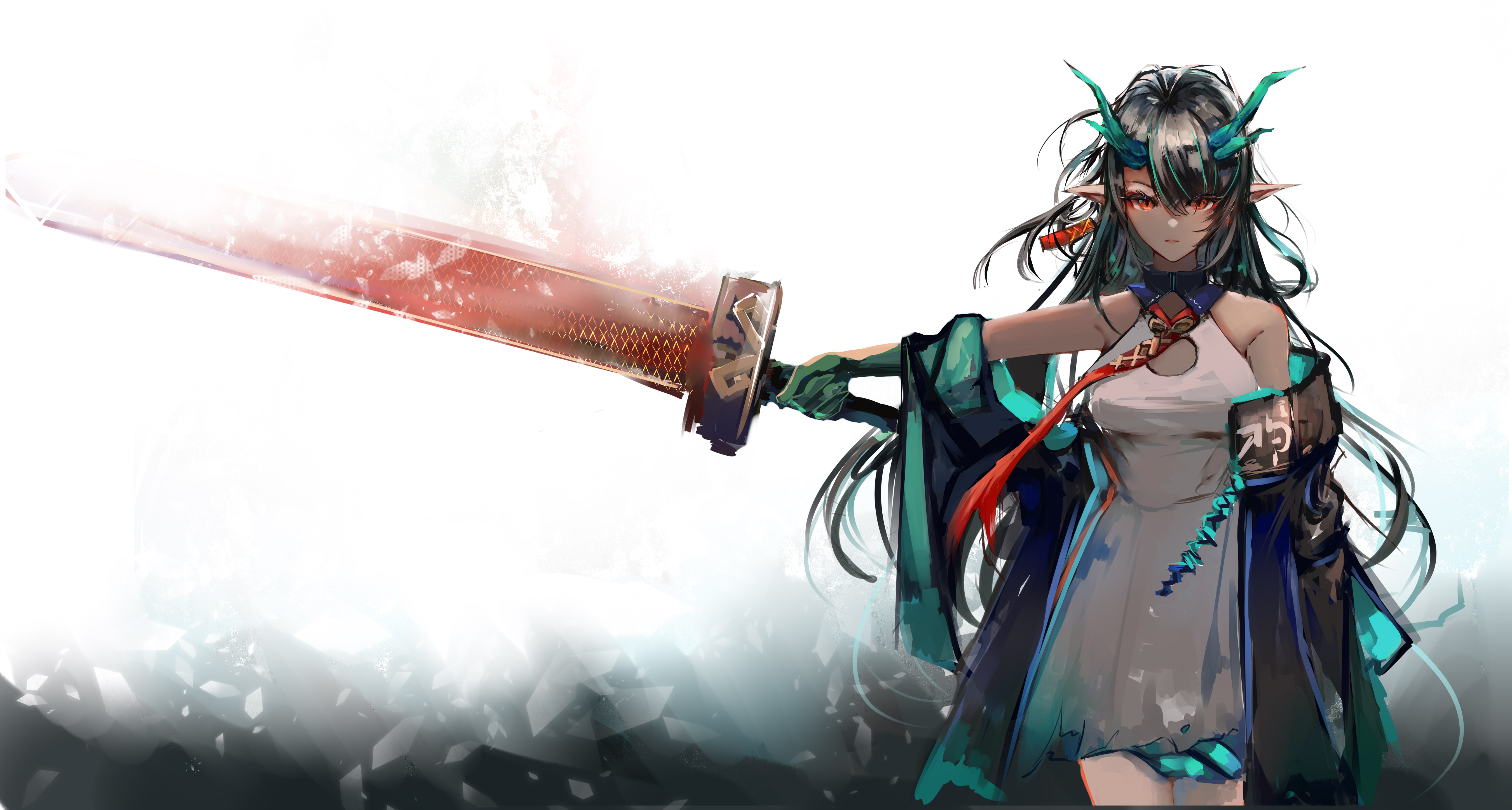 Dusk from Arknights with a sword HD Wallpaper