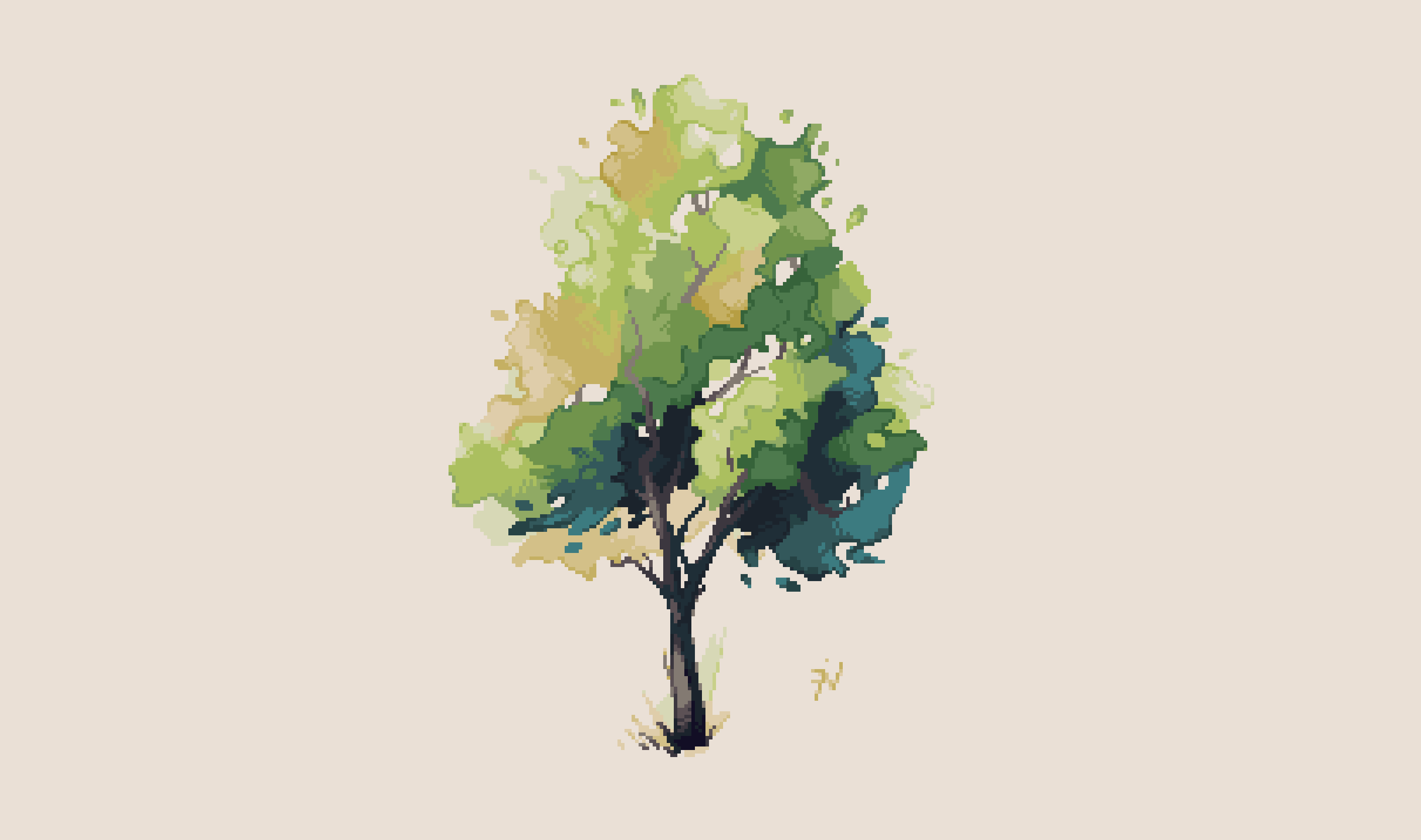 Pixel art watercolor tree HD Wallpaper