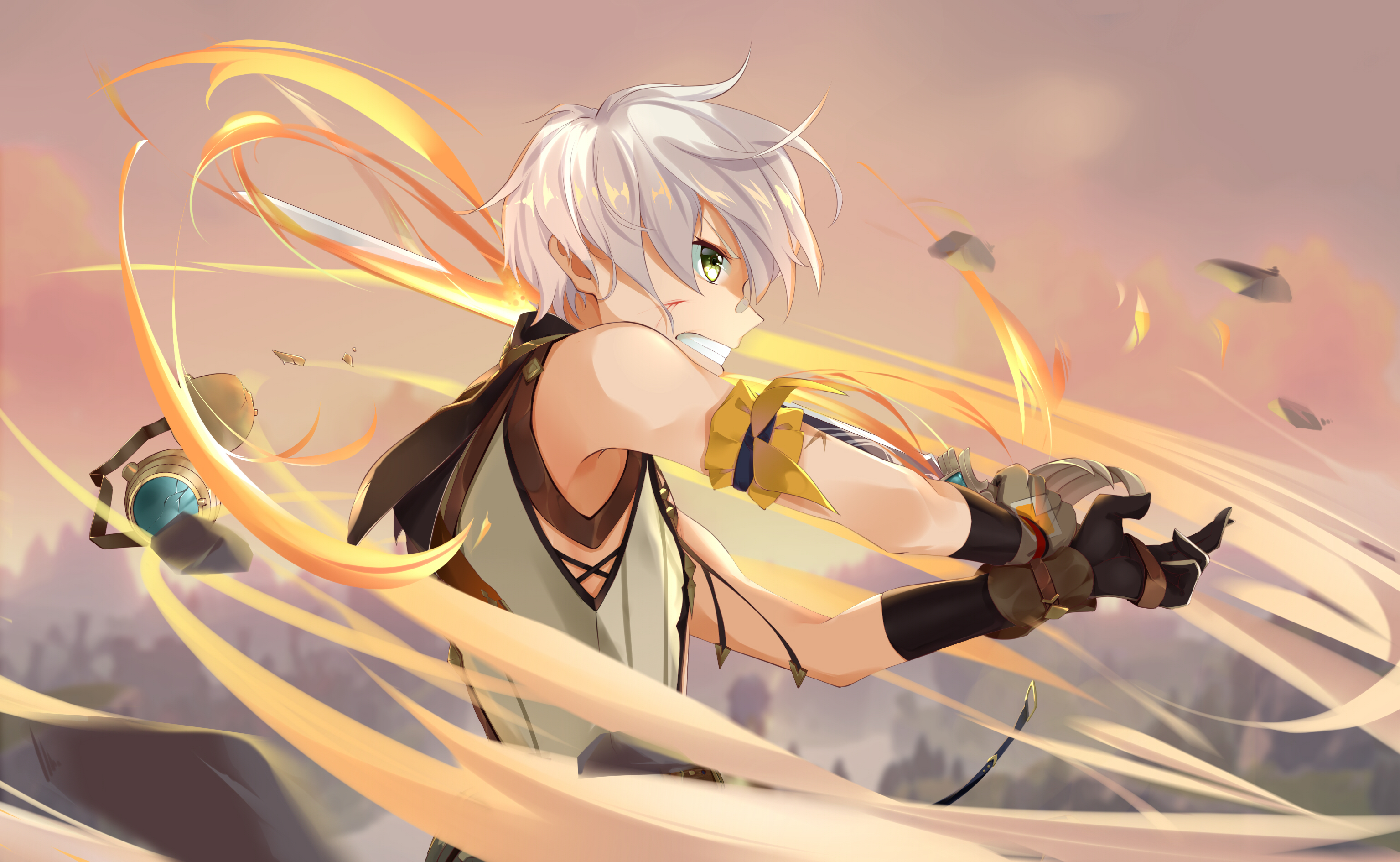 Bennett from Genshin Impact with sword HD Wallpaper