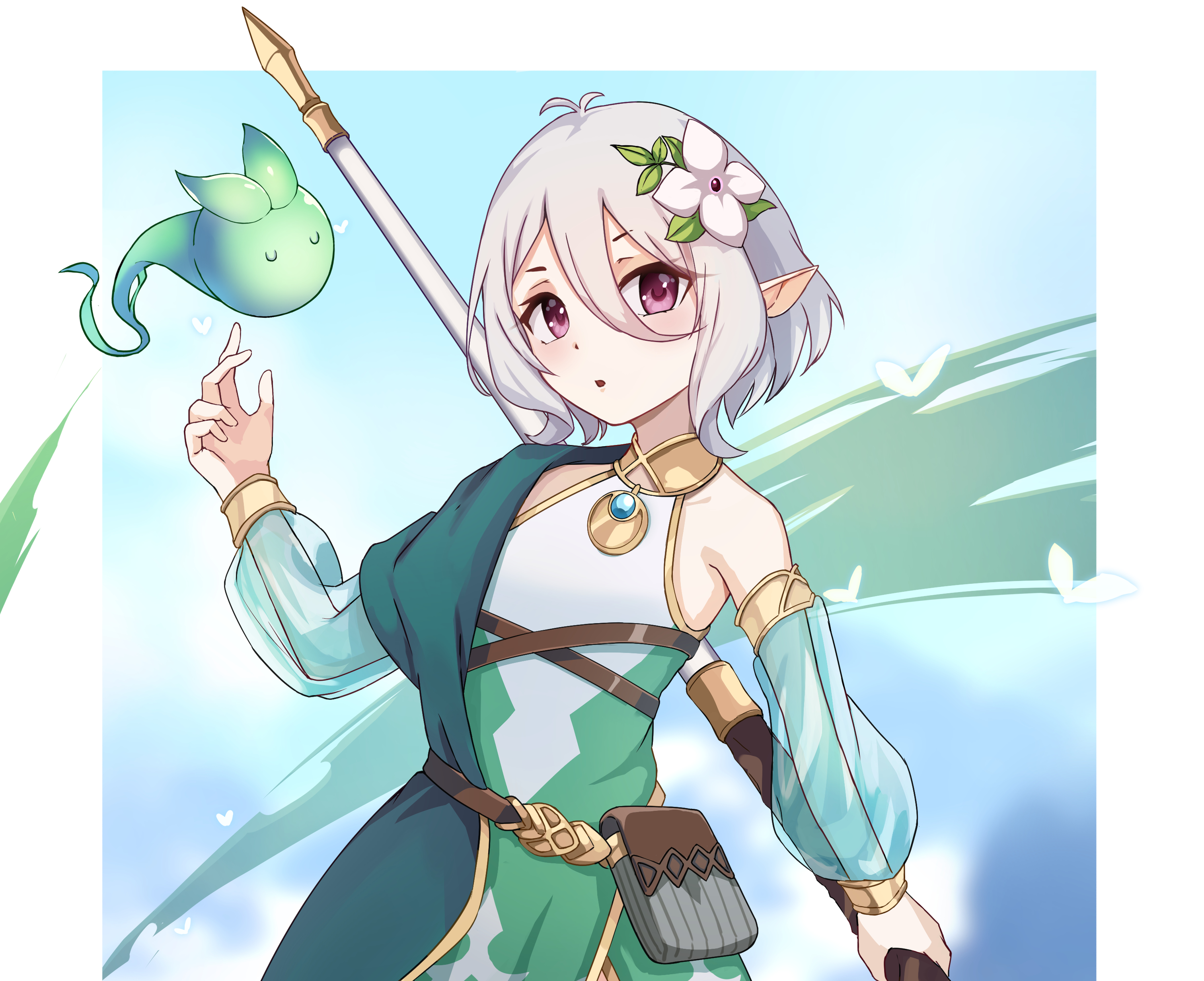 Kokoro from Princess Connect! Re:Dive with a spirit HD Wallpaper