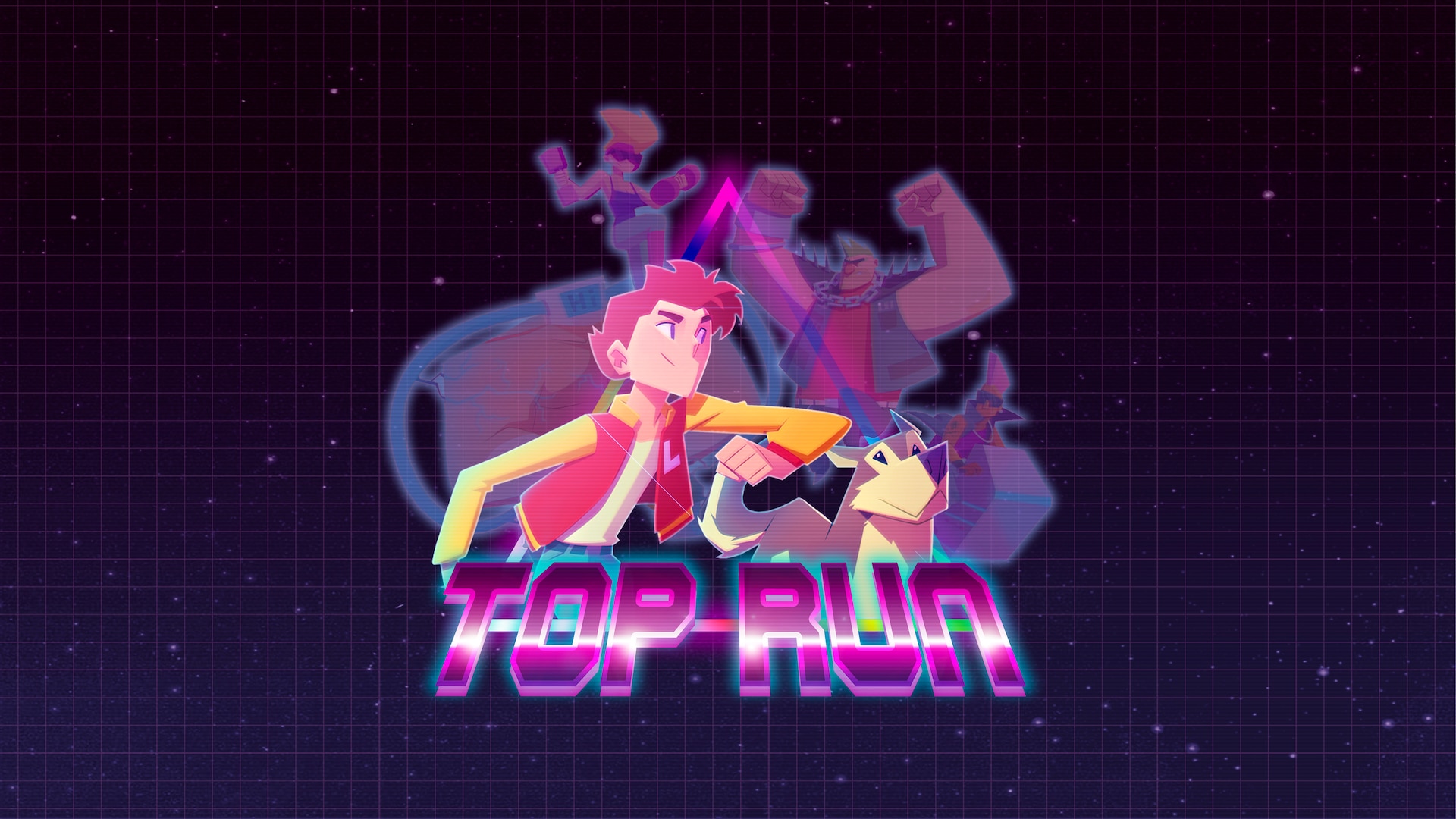 Top Run game title with characters and dog HD Wallpaper