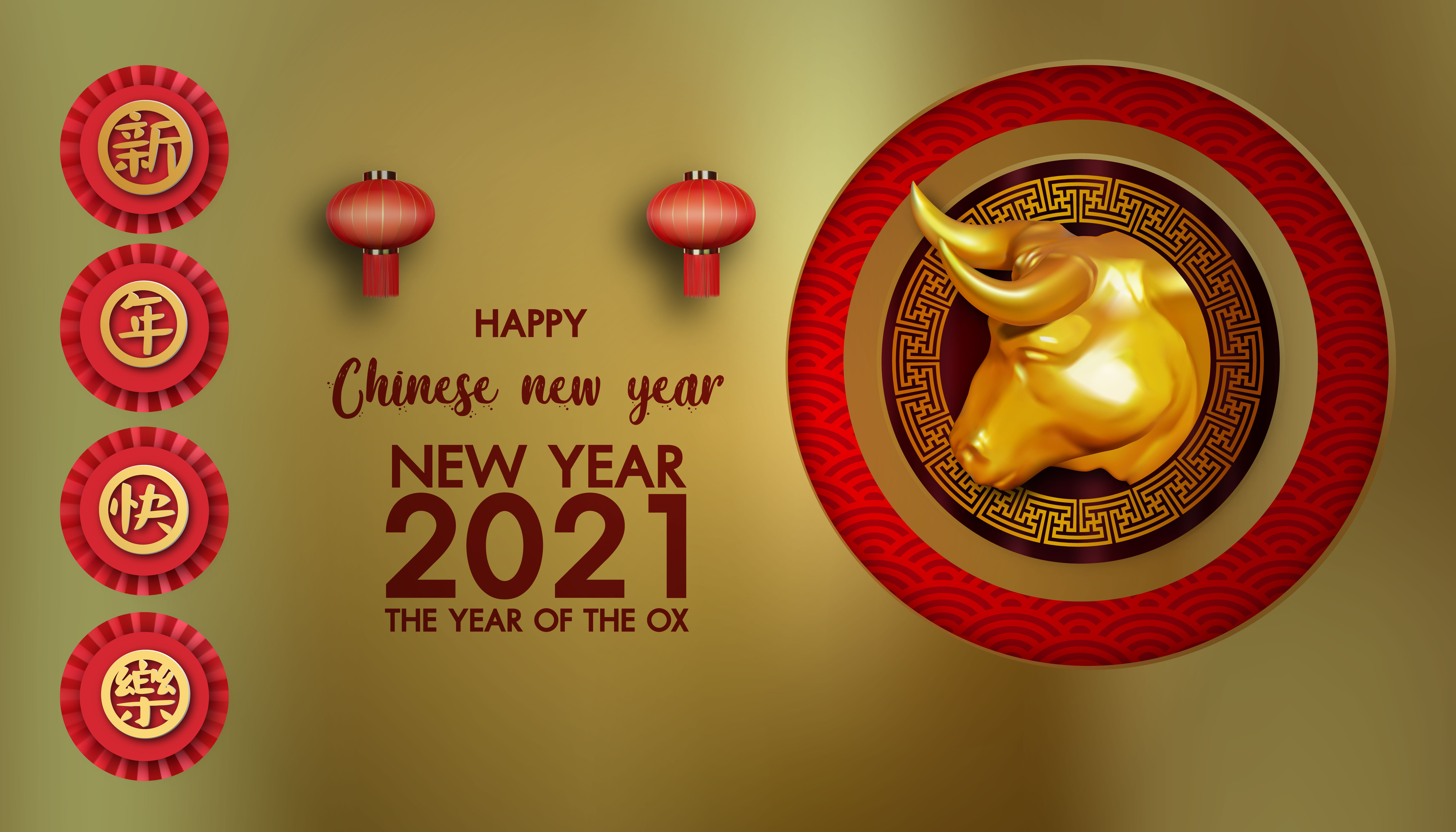 Happy Chinese New Year 2021 Year of the Ox HD Wallpaper