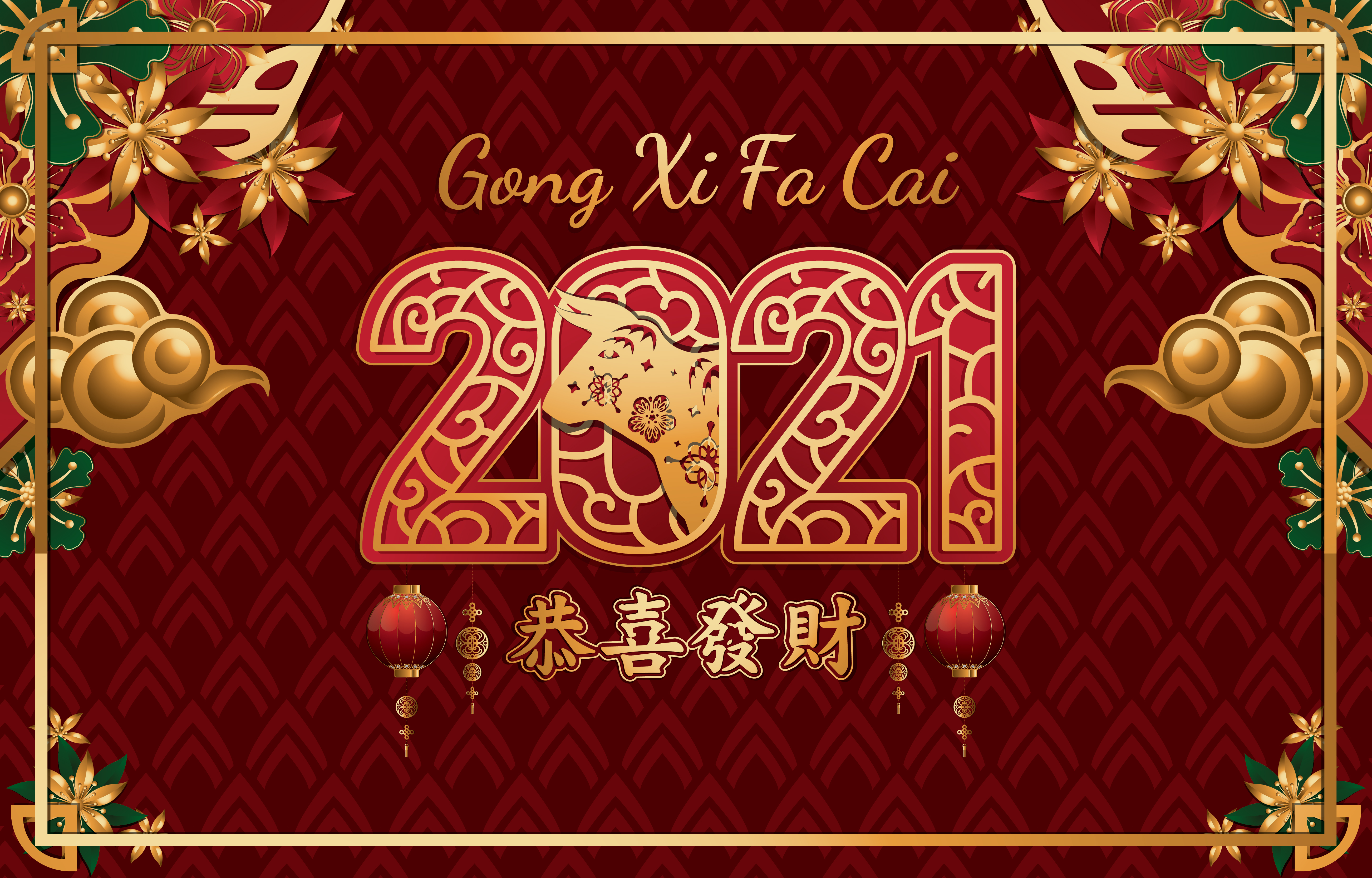 Gong Xi Fa Cai 2021 Chinese New Year 4K HD Wallpaper